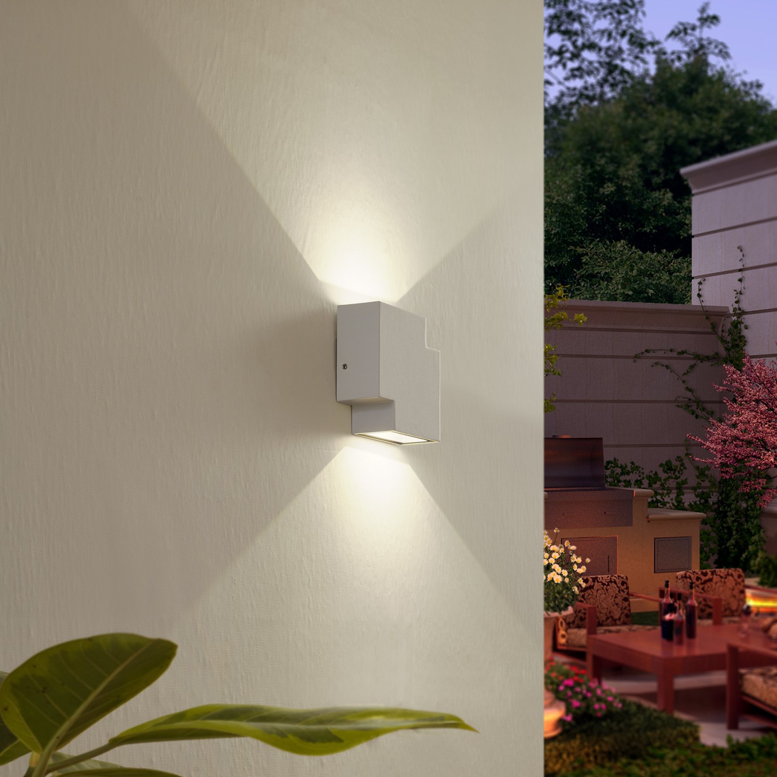 Lindby LED outdoor wall light Fendir, white, aluminium, 10.5 cm