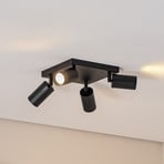 Faretto da soffitto Sado, nero, acciaio, orientabile, a 4 luci