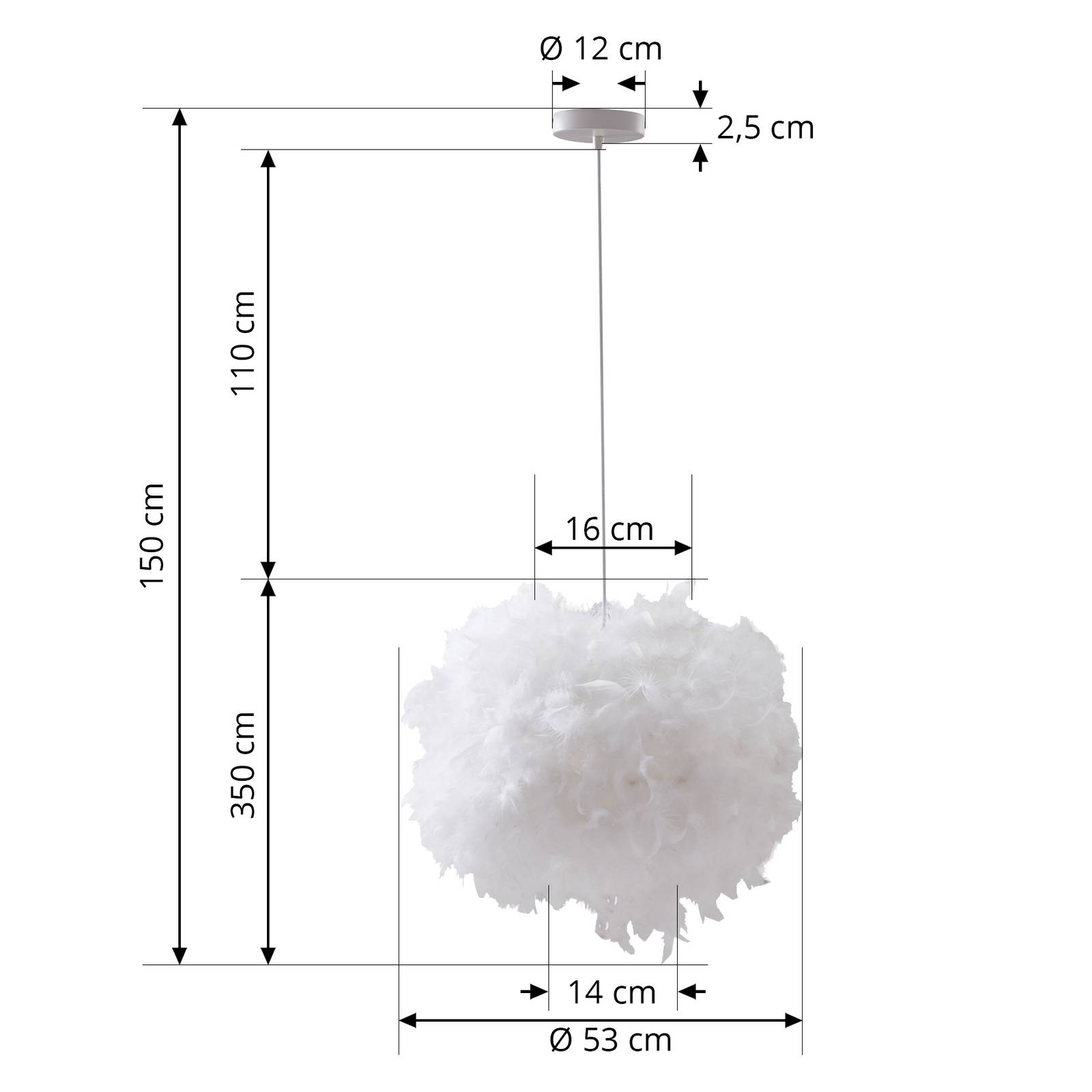 Lampa wisząca Lindby Heven, Ø 53 cm, biała, tworzywo sztuczne, E27