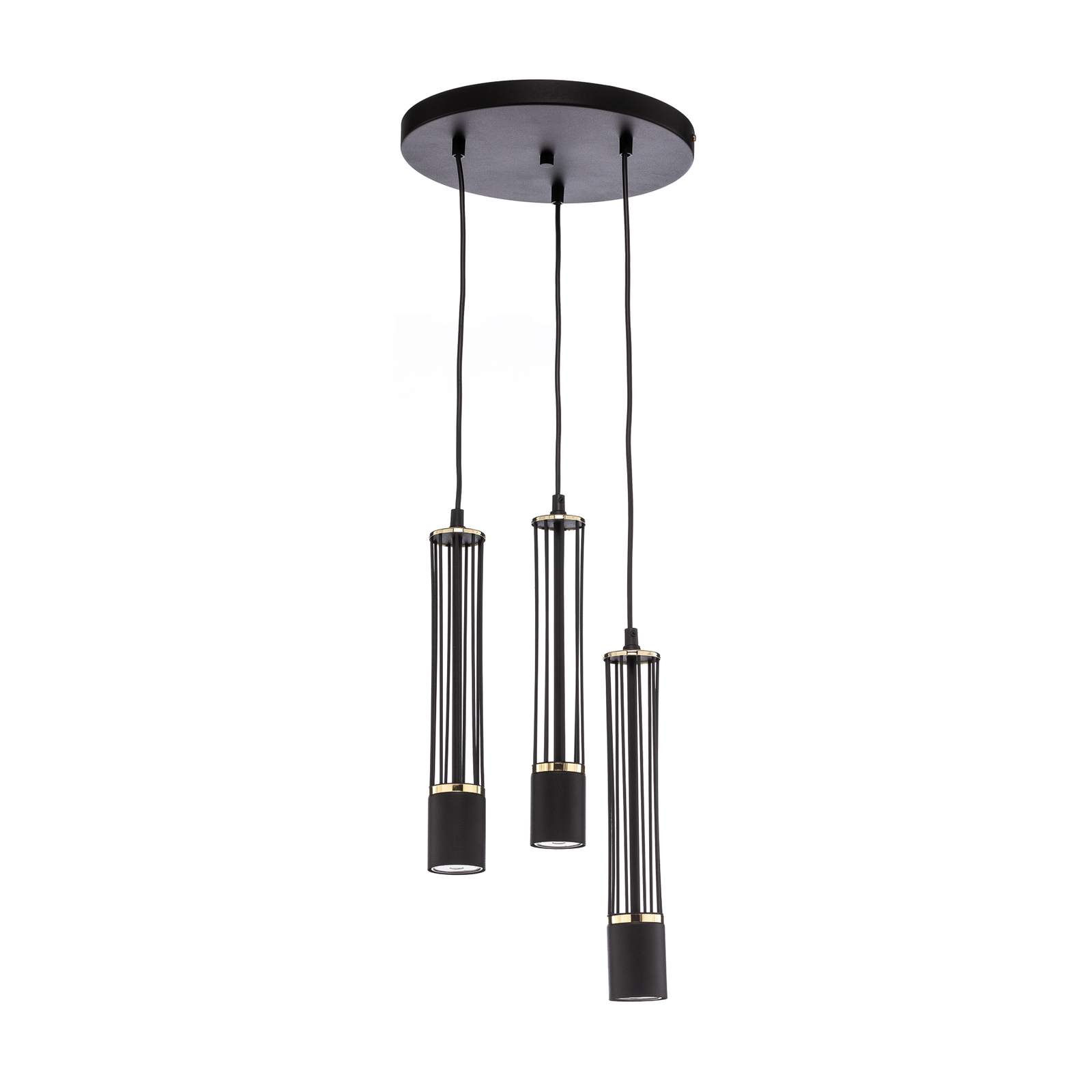 Hanglamp Estilo, zwart, 3-lamps, rond