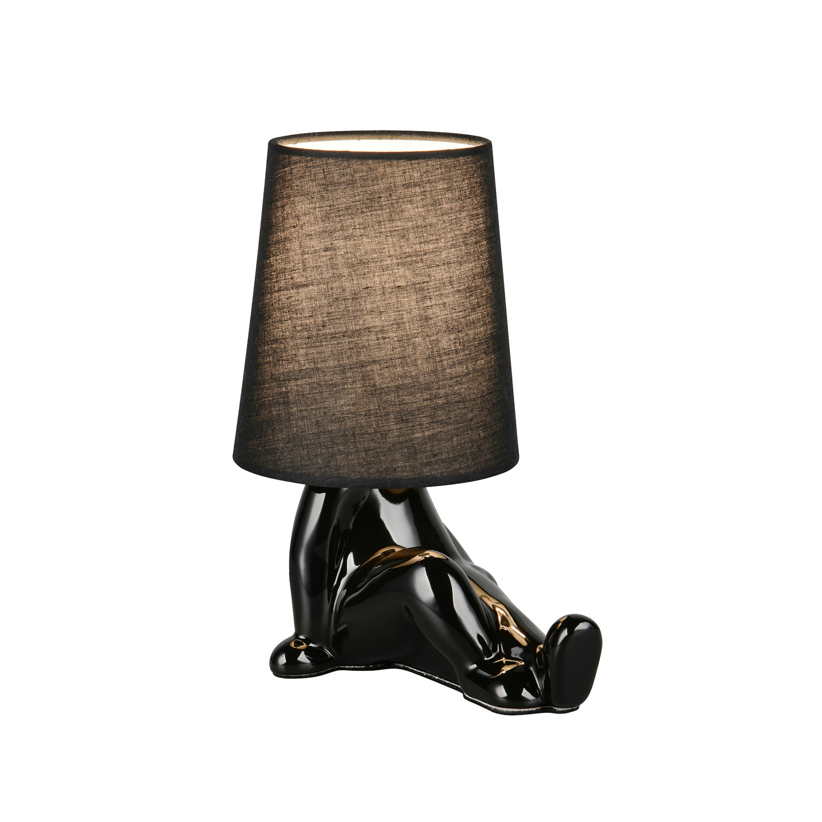 Lampa de masă Huma, negru, înălțime 25 cm, textil/ceramică, E14