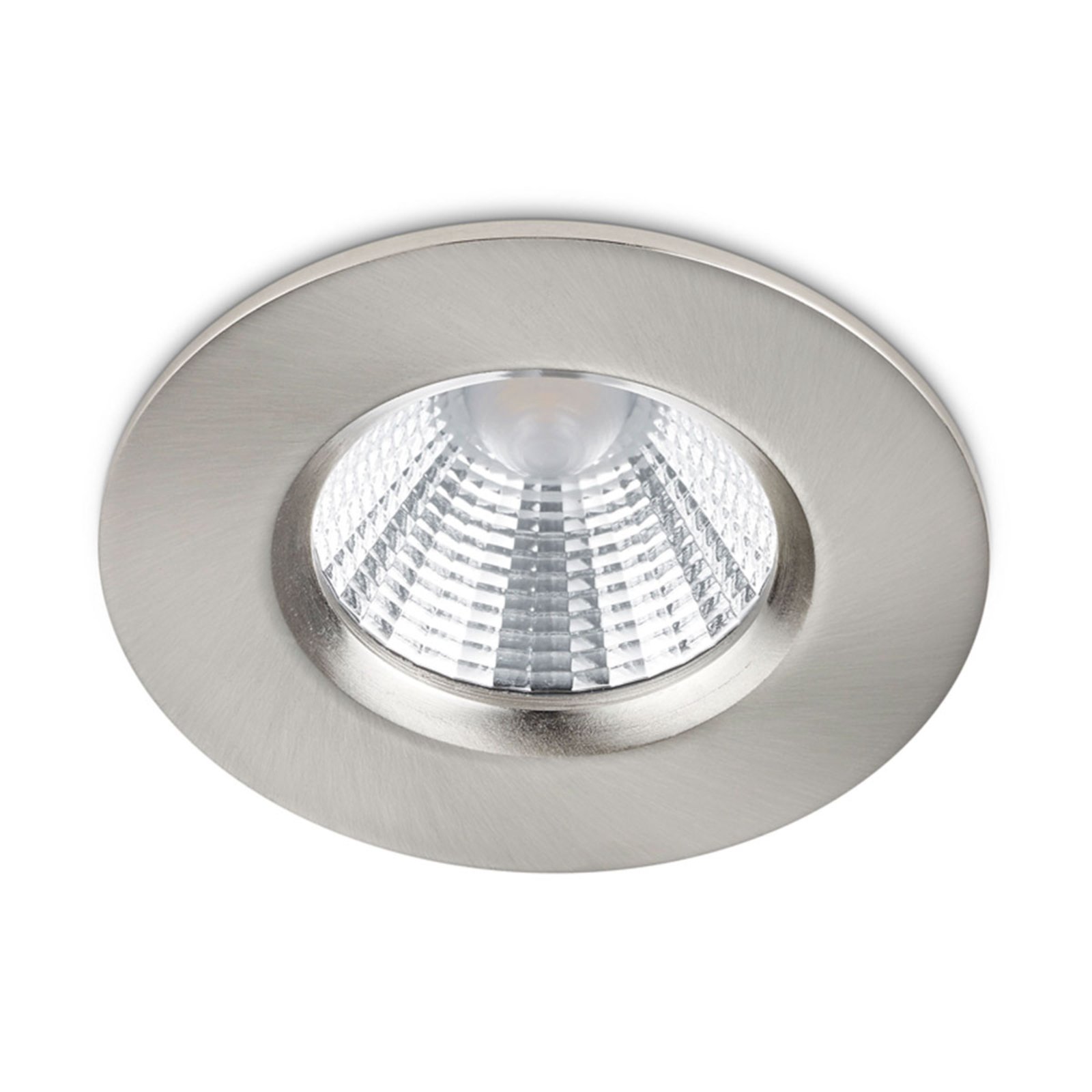 Zagros nickel-coloured LED recessed spotlight IP65