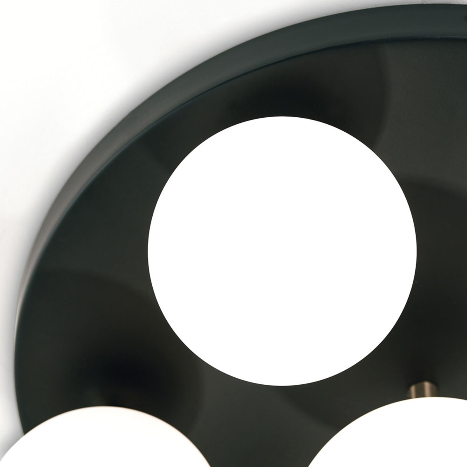 Plafondlamp Snowwhite, baldakijn Ø 36 cm, zwart