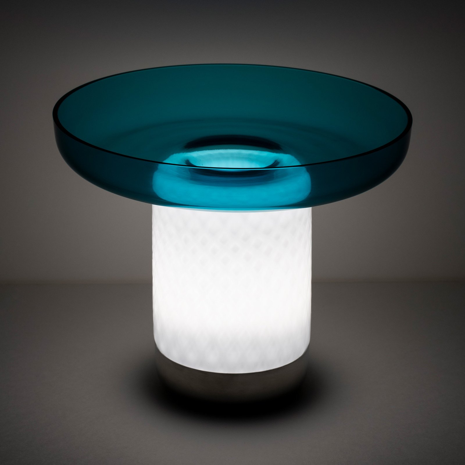 Artemide Bontà LED table lamp, turquoise dish