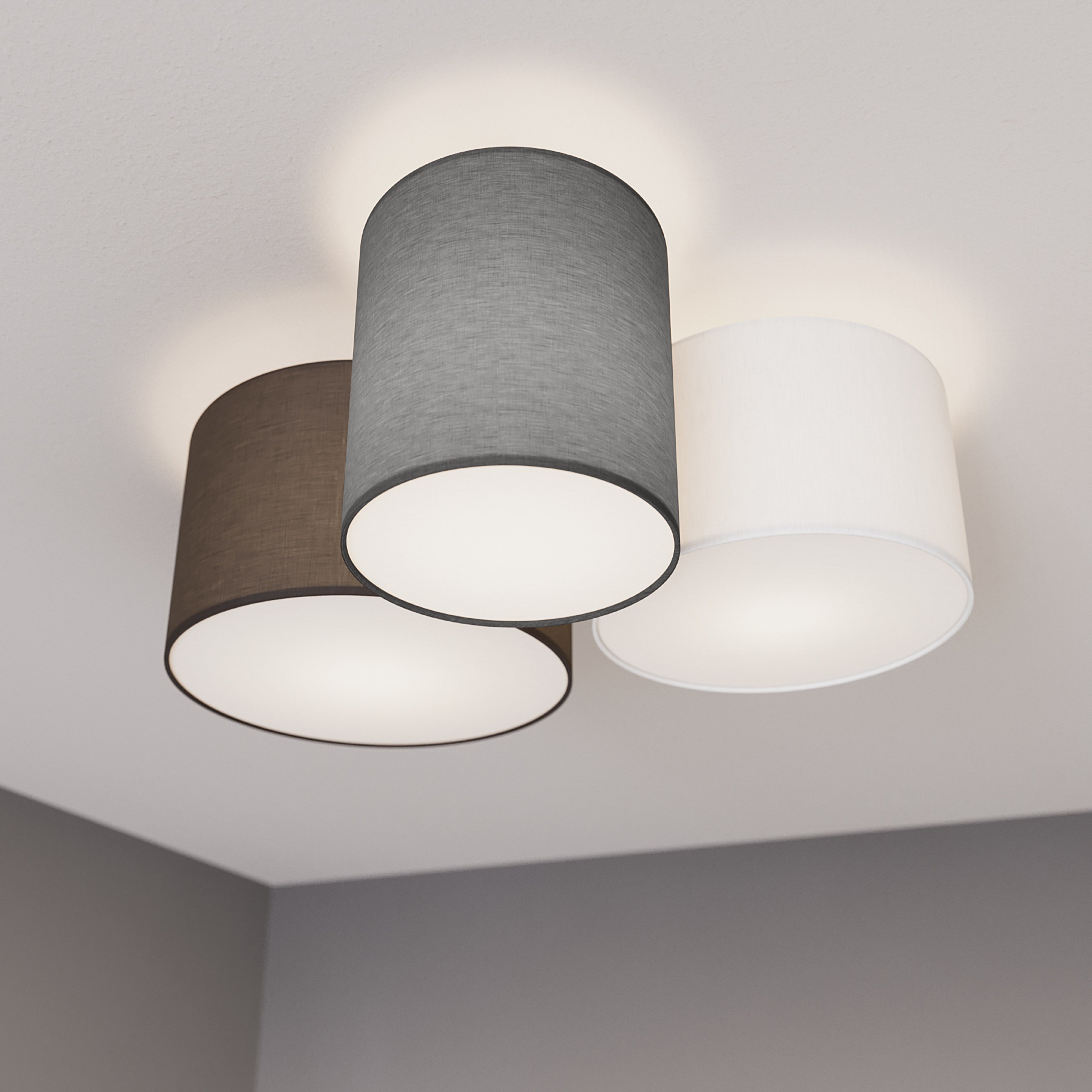 Laurenz 3 Plafonnier Gris/Blanc/Marron - Lindby