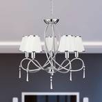 Lustre Simplicity, 5 lampes, tissu, chrome/blanc, E14