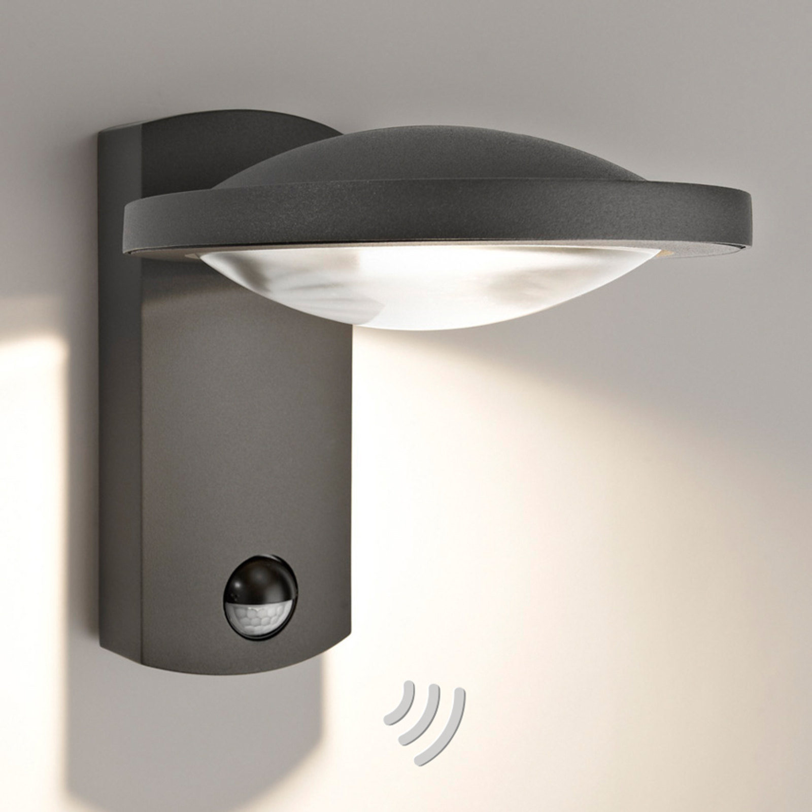 PHILIPS LED wall light HUGO with motion sensor, aluminium, 3 W, energy efficiency: A+, W: 16 cm, H: 19 cm