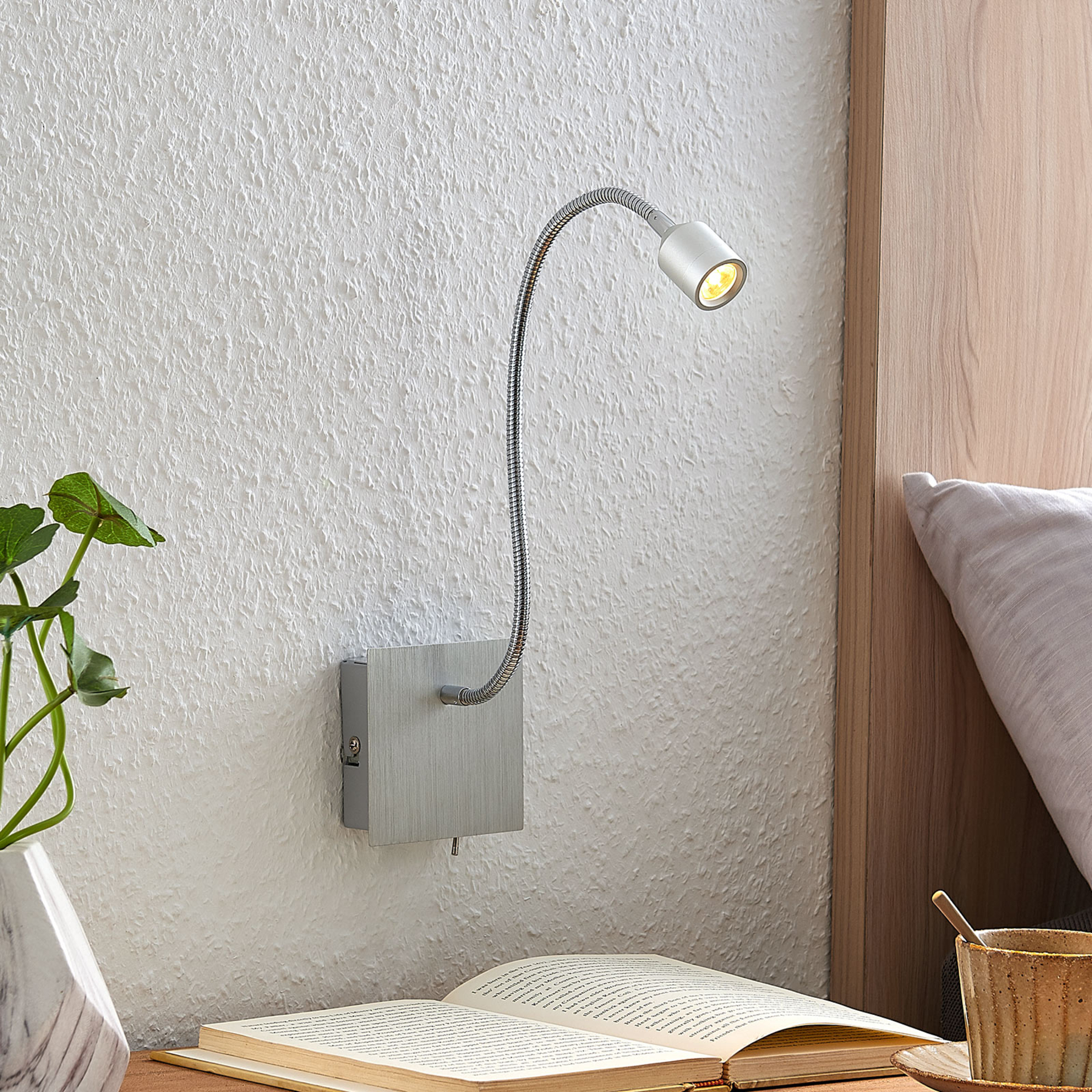 Lindby Anjalee LED wall light, flexible arm, for Living / Dining Room, metal, acrylic, 3 W, energy efficiency: A+, W: 9.5 cm, H: 43 cm