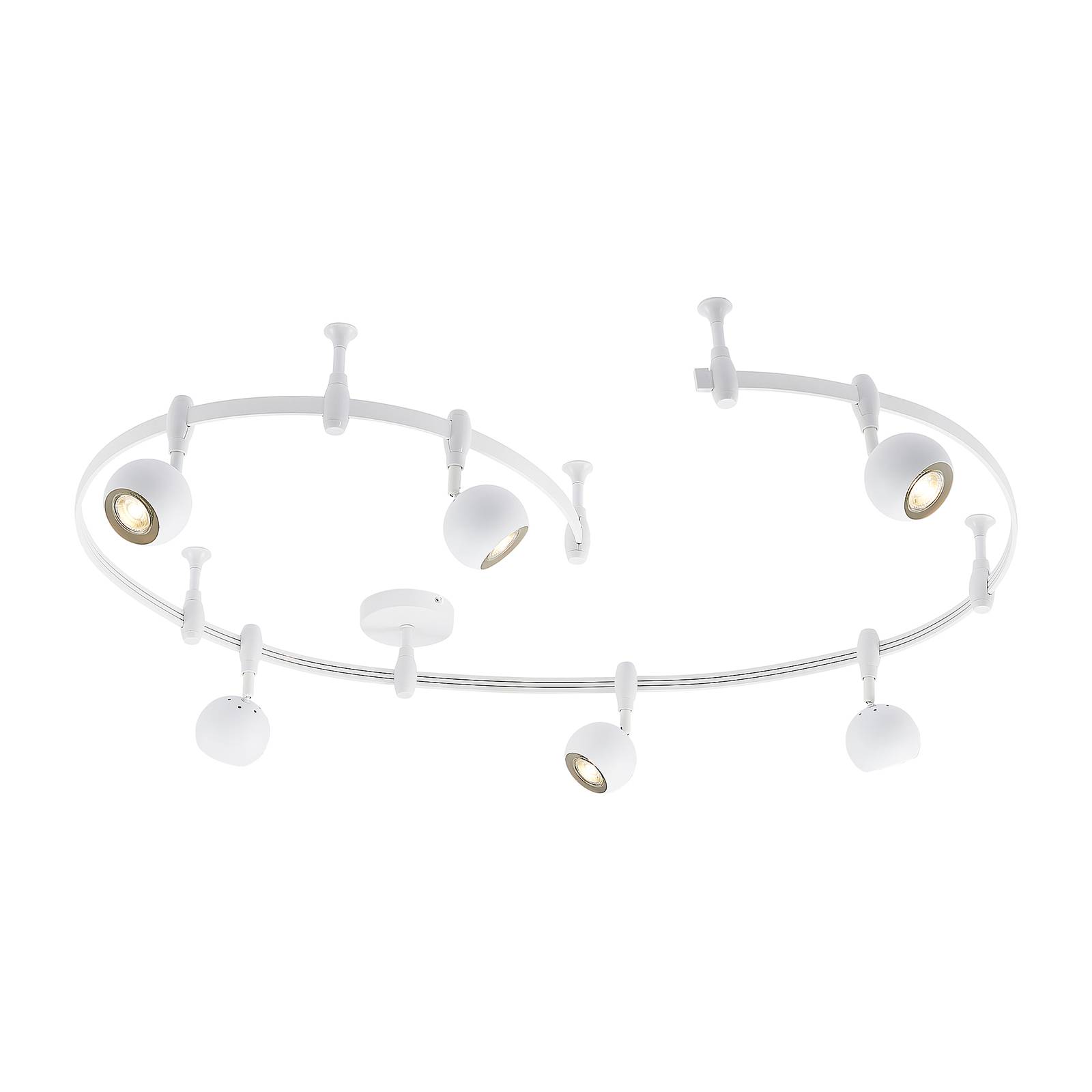 ELC Delila sistema binari, rotondo, bianco sabbia, per soggiorno / sala da pranzo, acciaio, alluminio, GU10, 5 W, lunghezza: 300 cm, larghezza: 12 cm, altezza: 24.5 cm