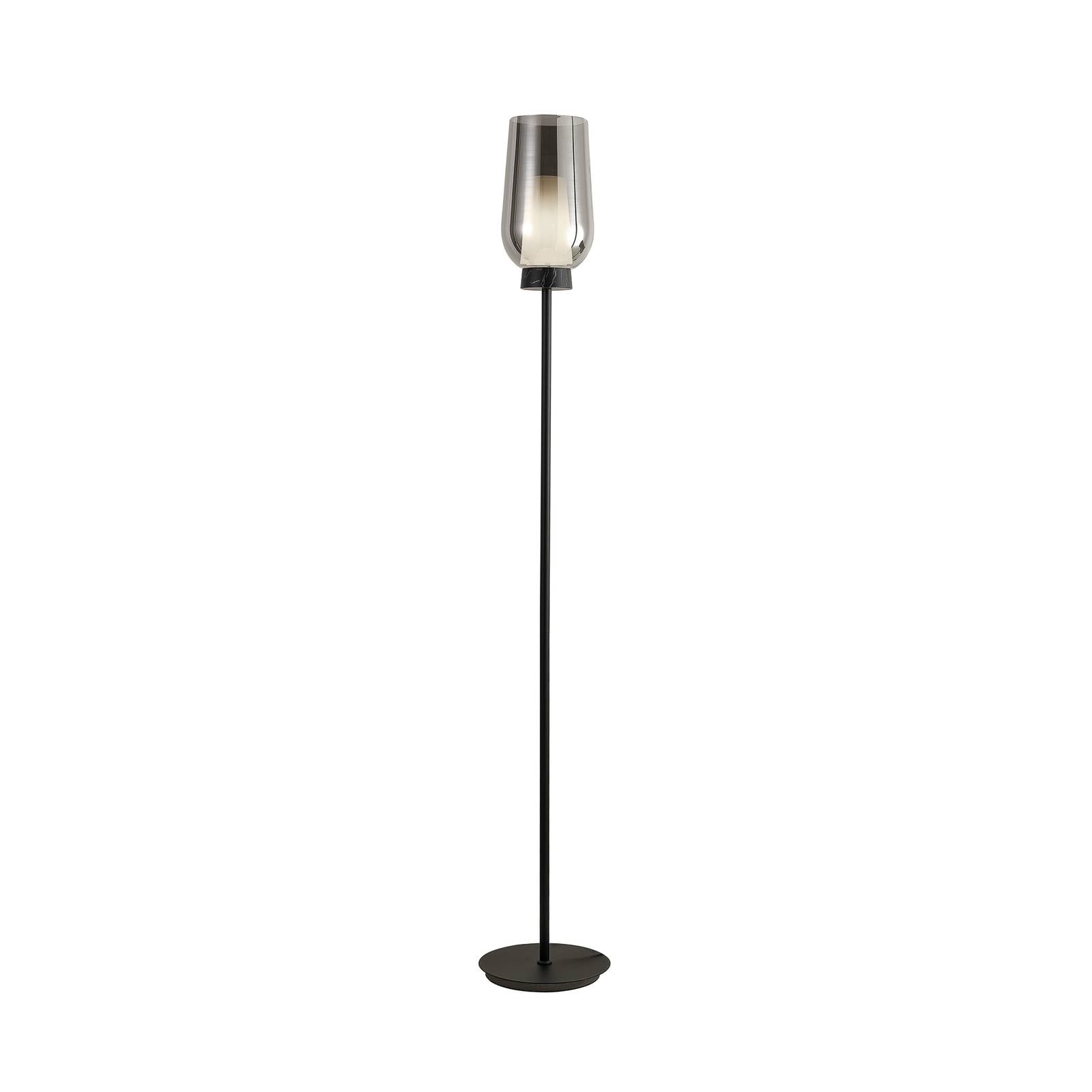 Stehleuchte Nora, schwarz-chrom, Metall, Glas