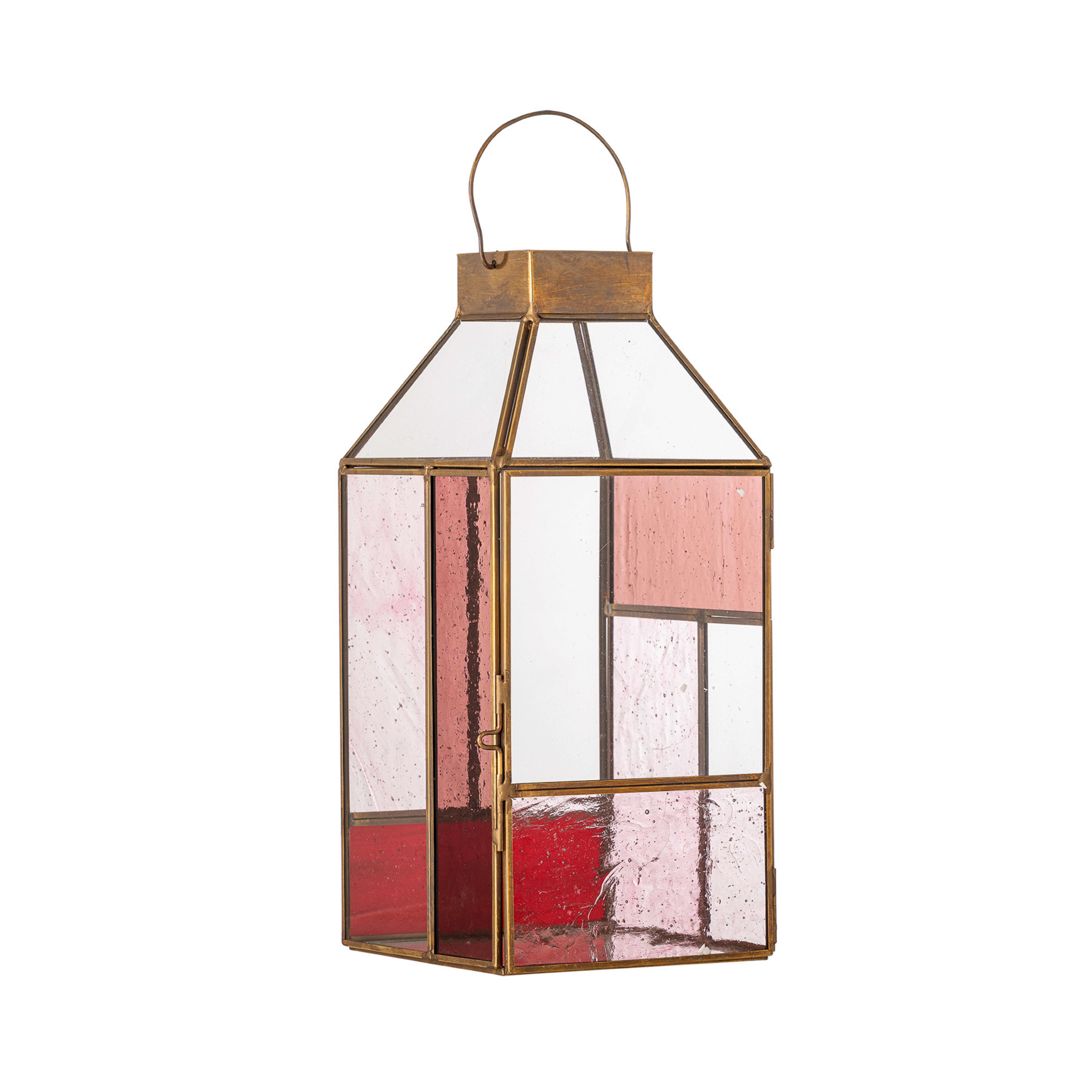 Lanterne Drew, transparente/rose, hauteur 34 cm, verre - Bloomingville