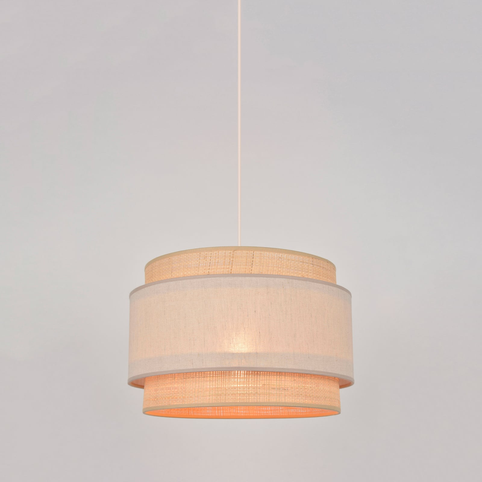 Lampa wisząca Milo, kolor pyla/naturalny, Ø 38 cm, rattan/tkanina