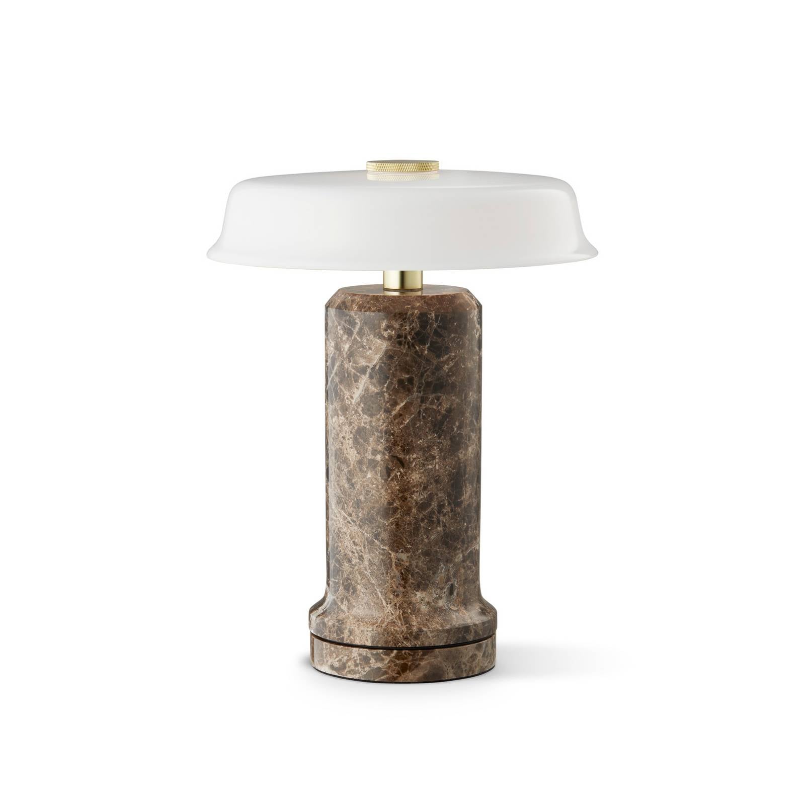 DESIGN BY US Lampe à poser LED rechargeable Trip No. 2, marron/blanc, marbre, verre