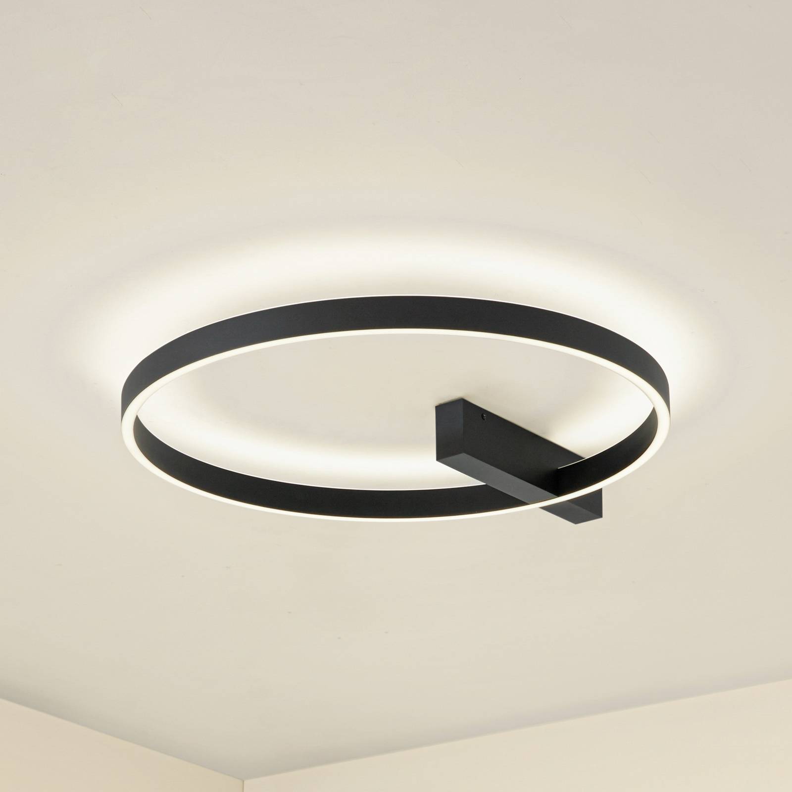 Lucande LED-Deckenlampe Isalin, 60 cm, schwarz, CCT, dimmbar günstig online kaufen