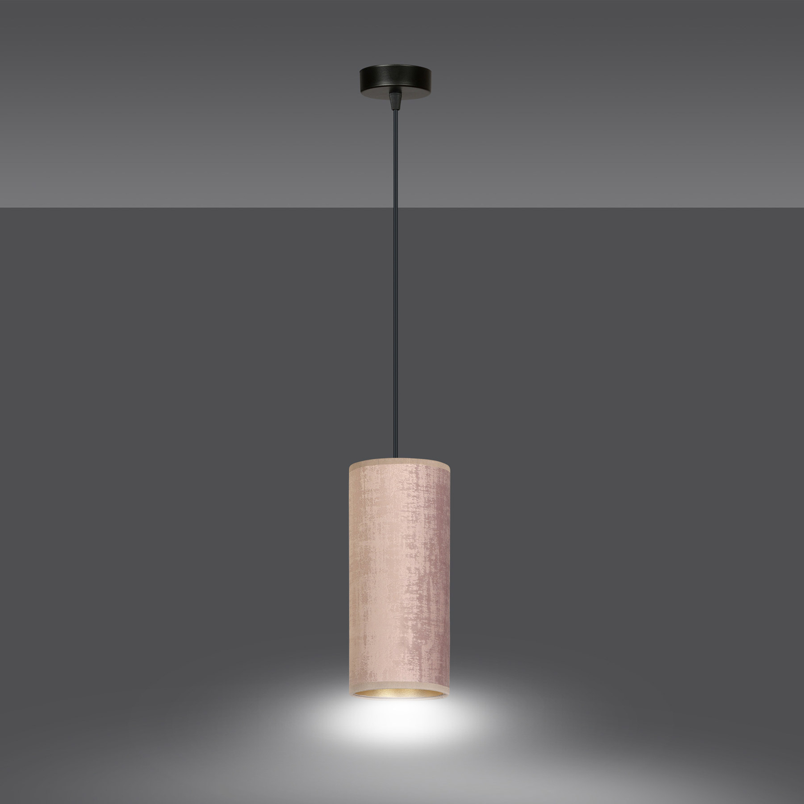 Joni pendant light, textile, 1-bulb rose gold