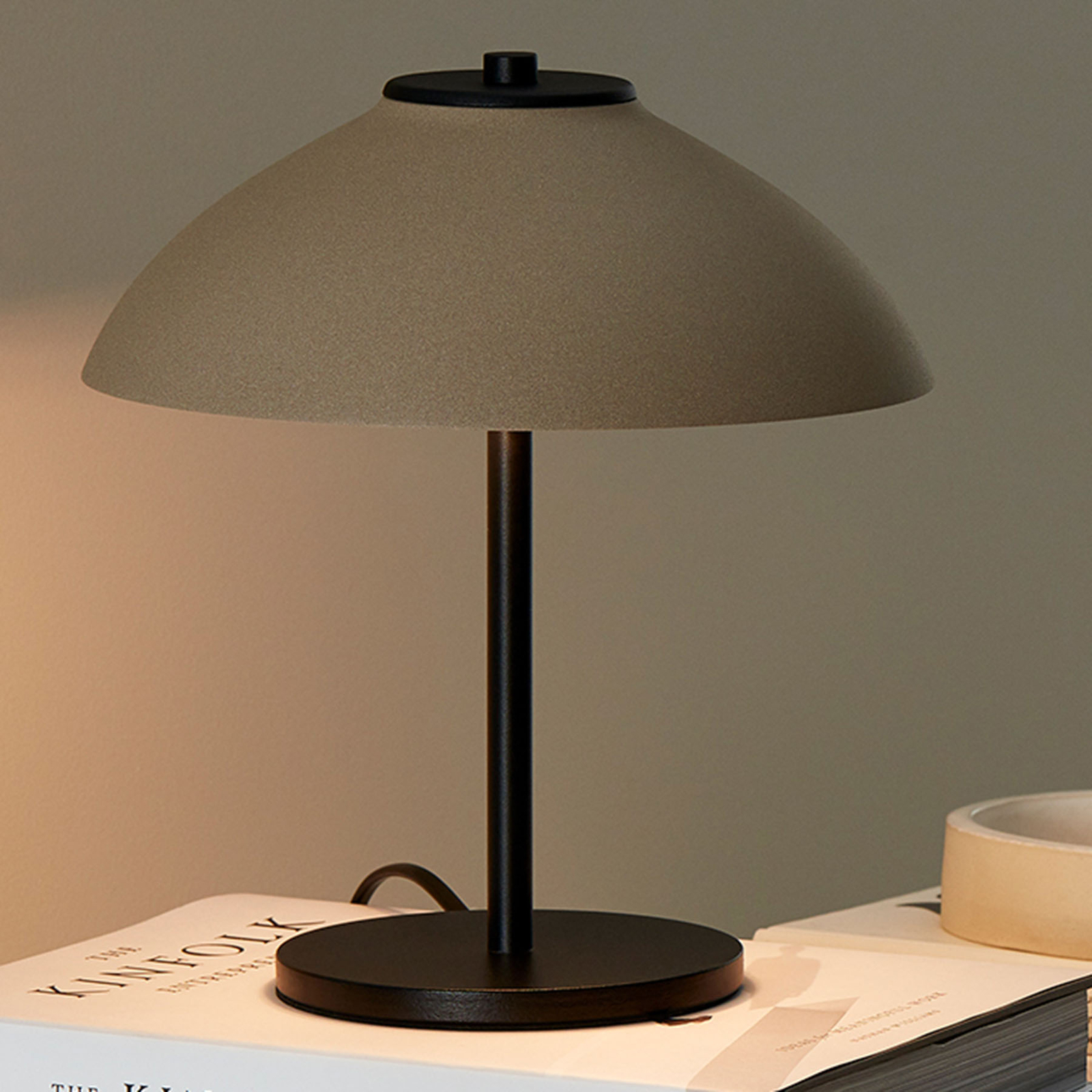 Lampada da tavolo Vali, 25,8 cm, nero/beige