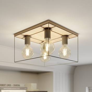 Envolight Gretter plafondlamp metaal/eiken 4-lamps