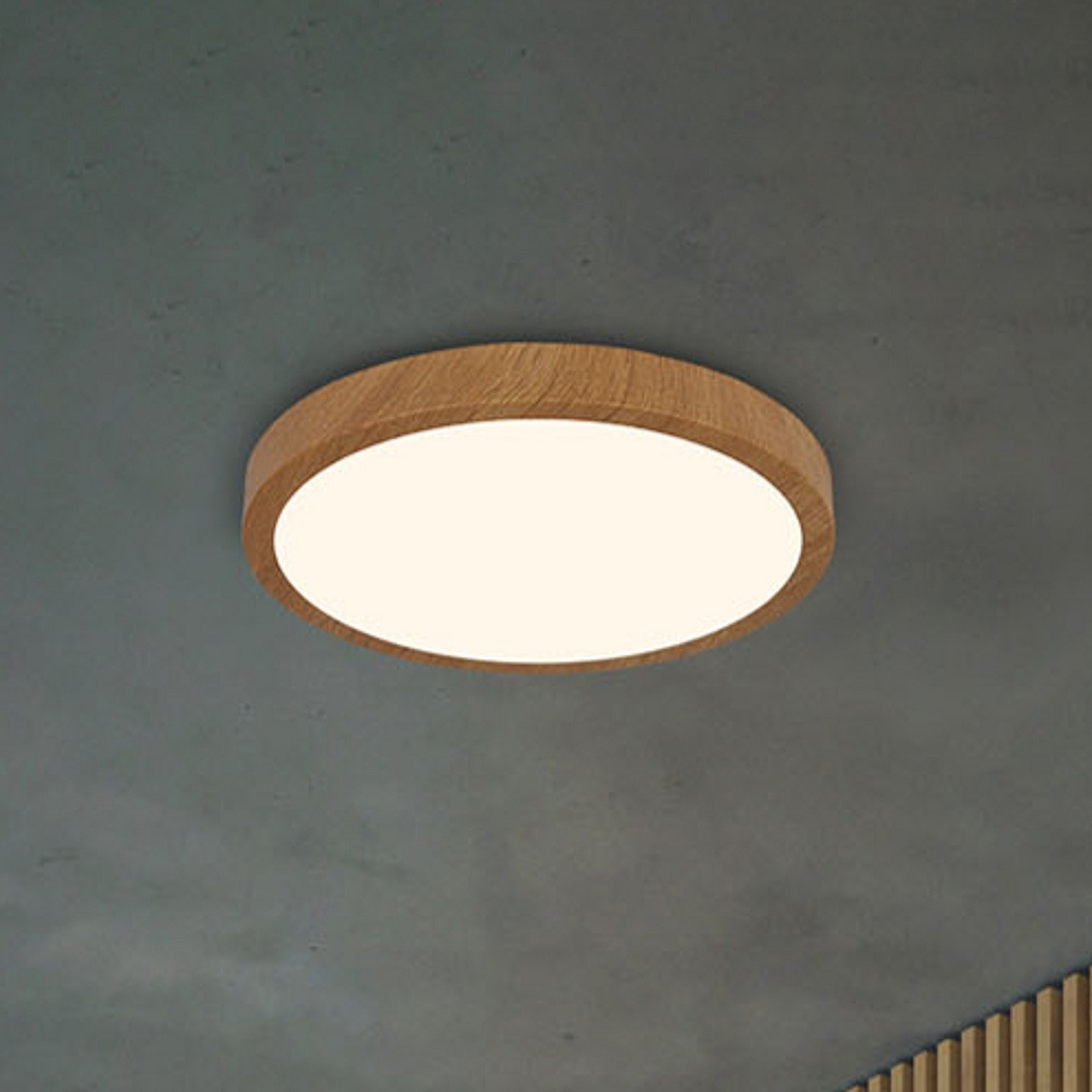 Briloner Plafonieră cu LED Runa Wood aspect lemn 3.000 K Ø38cm - Camera de zi / sufragerie - lemn întunecat - Metal
