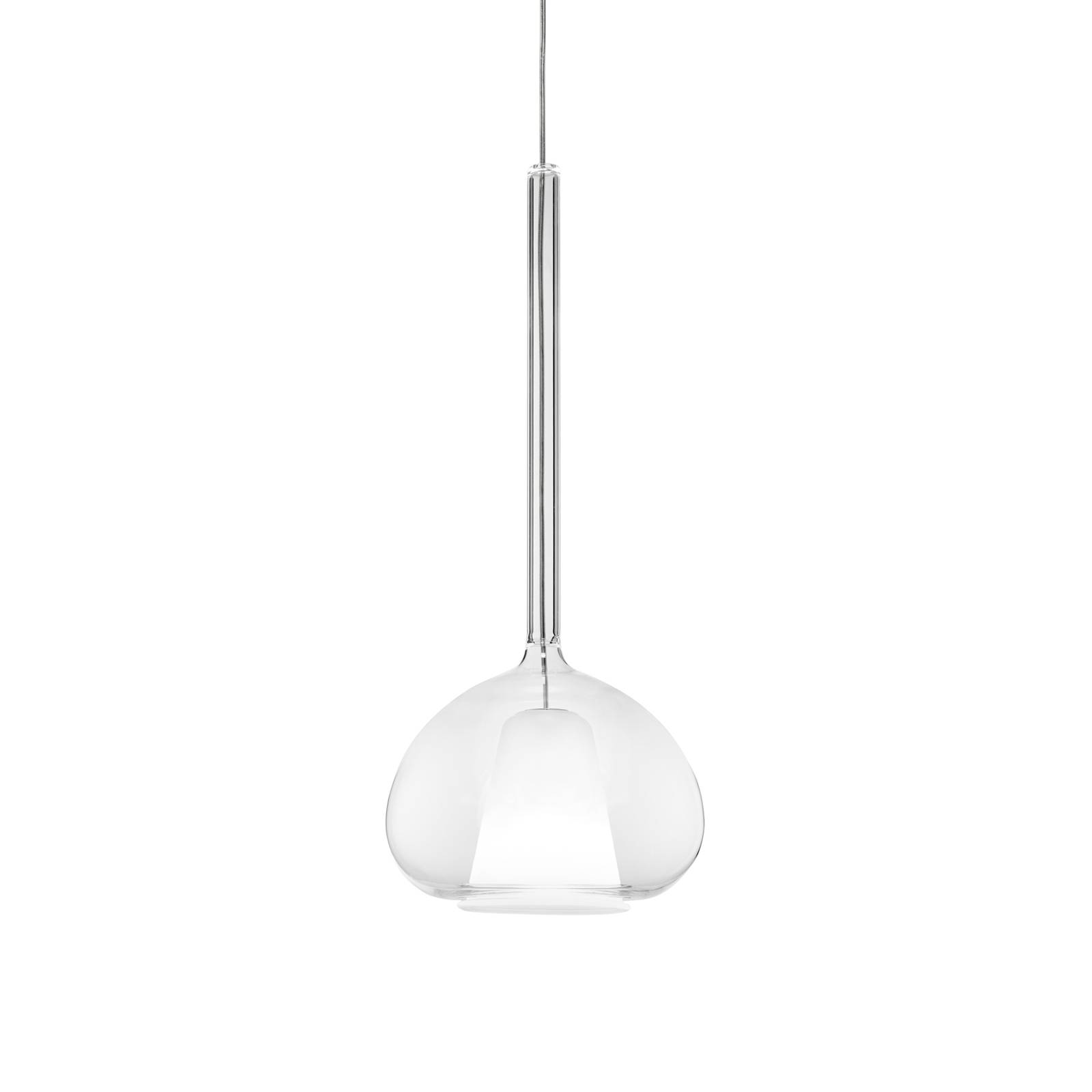 Pendelleuchte Beba, G9, fünf klare Glasschirme