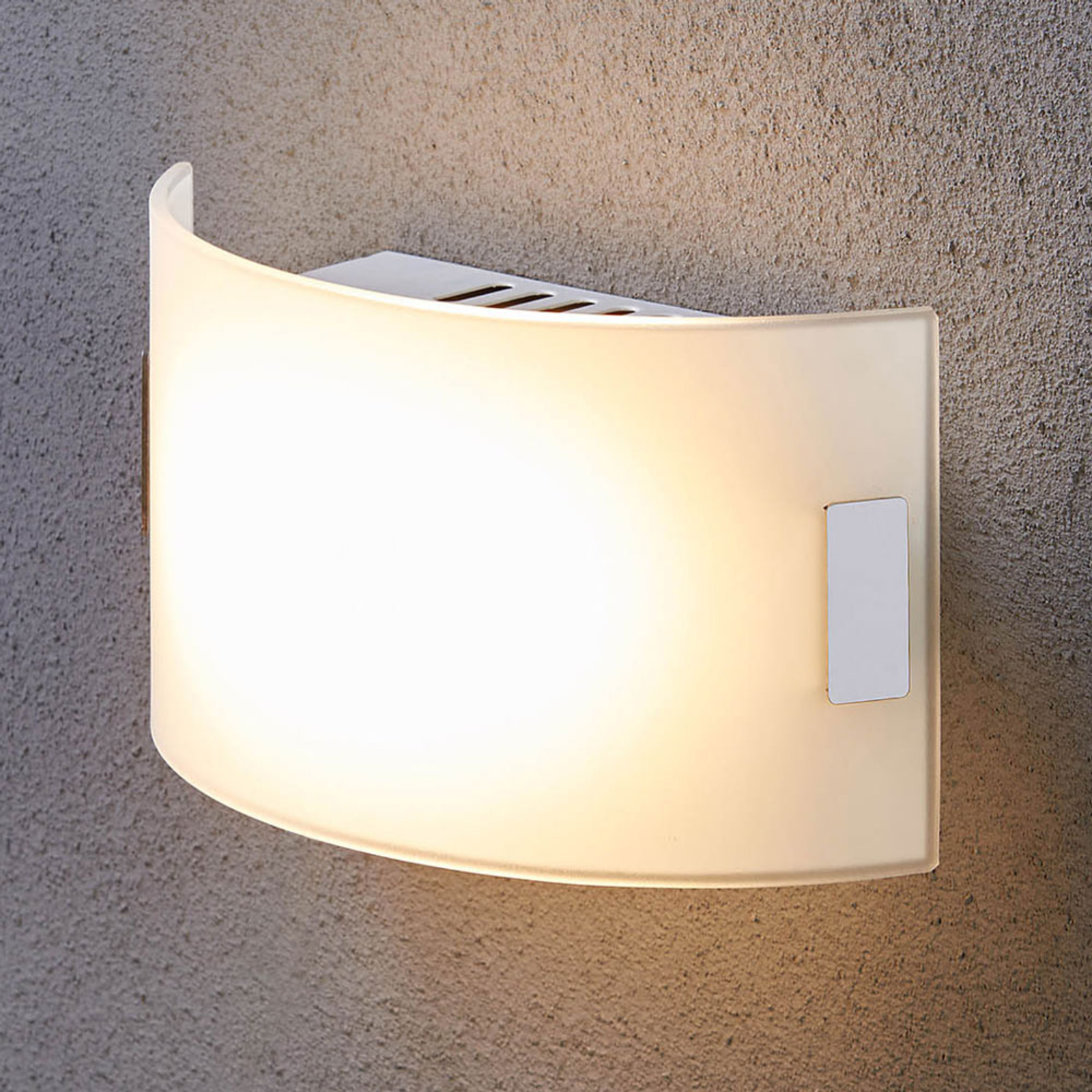 Valkoinen lasiseinävalaisin Gisela, LED-varustus