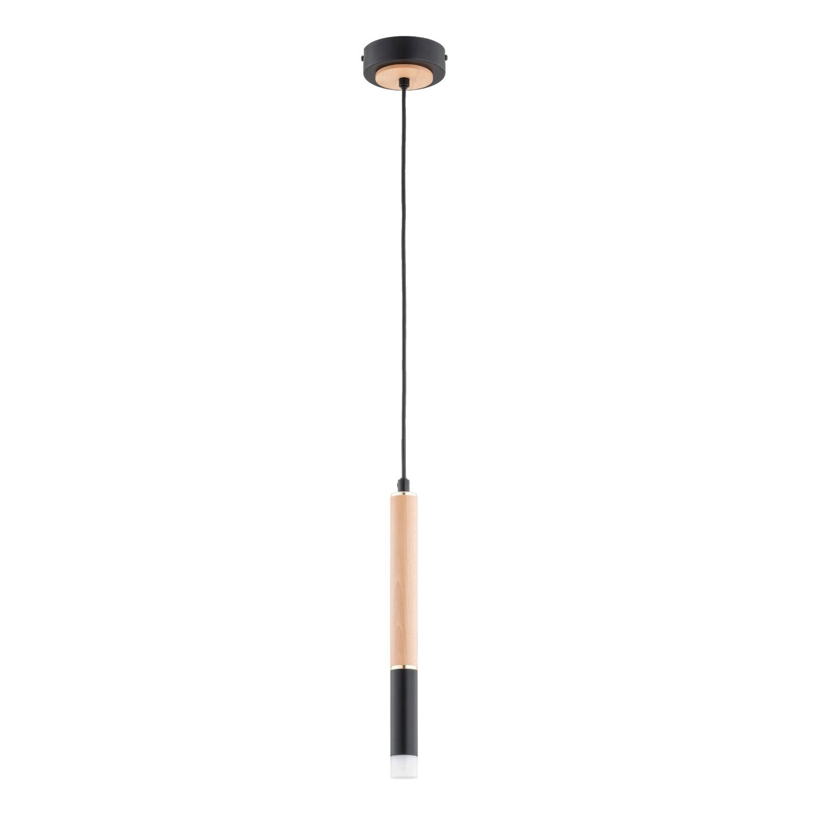 Lampada a sospensione Rupert, colore legno/nero, altezza 85 cm, legno