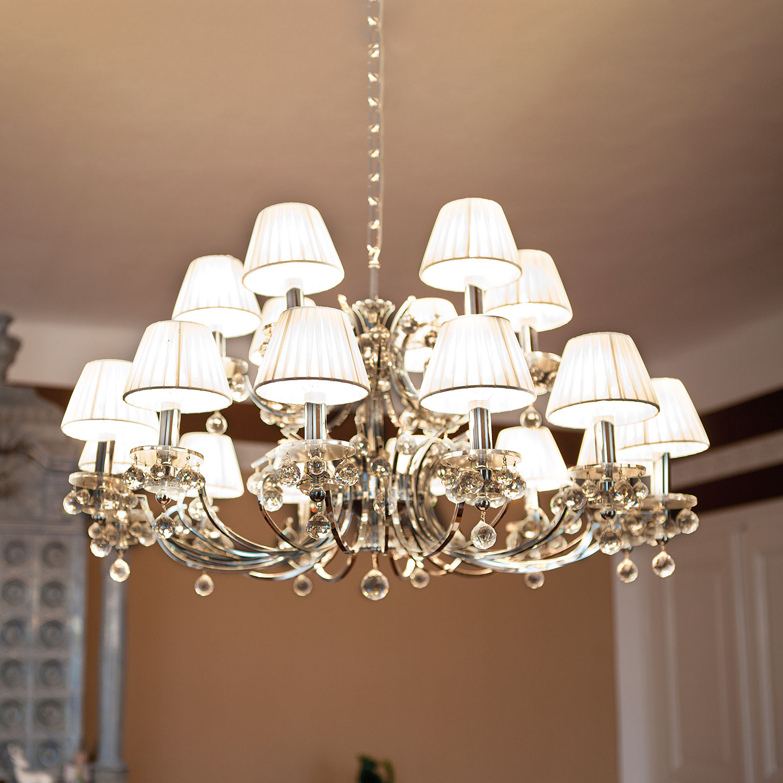 ORION Candelabru Kristalldesign 18 becuri crom - Camera de zi / sufragerie - crom argintiu transparent - Cristal