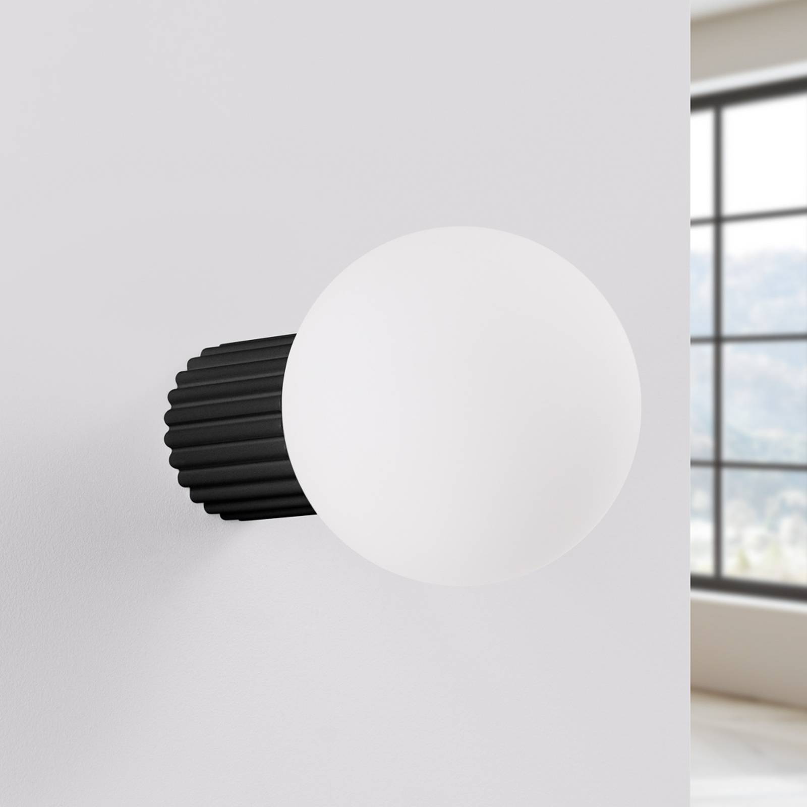 Wandleuchte ORBI, schwarz, Glas/Metall, Ø 12 cm, IP44, G9 günstig online kaufen