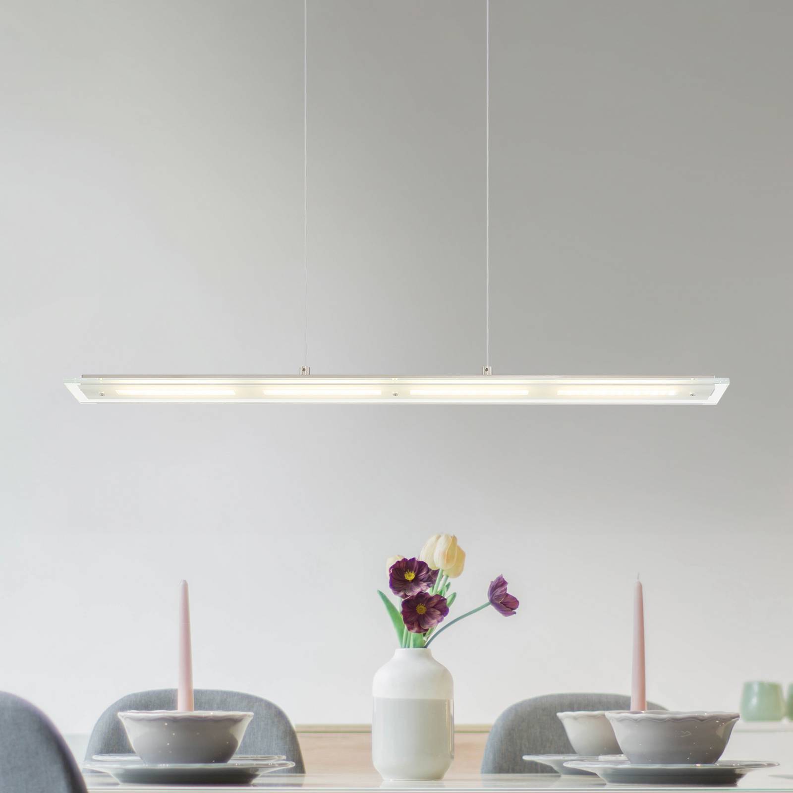 Globo Novak Led Pendant Light, Clear/Nickel, 88 Cm, Cct, Dimmable