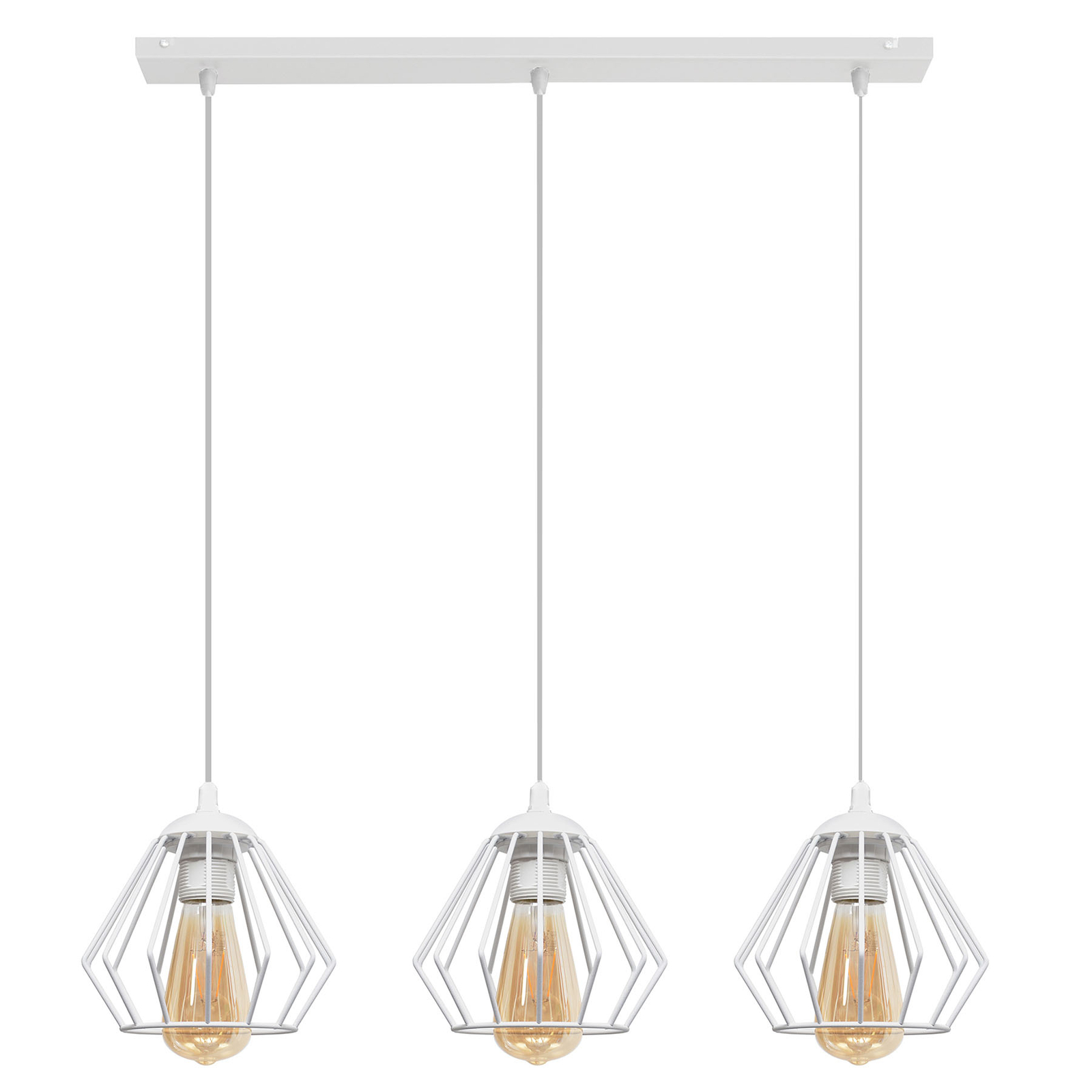 Helam Agat hængelampe hvid, 3 lyskilder, lang - indendørsbelysning Stue - spisebordslampe