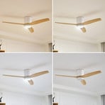 Lucande LED mennyezeti ventilátor Faipari, fehér, DC, csendes, 132cm