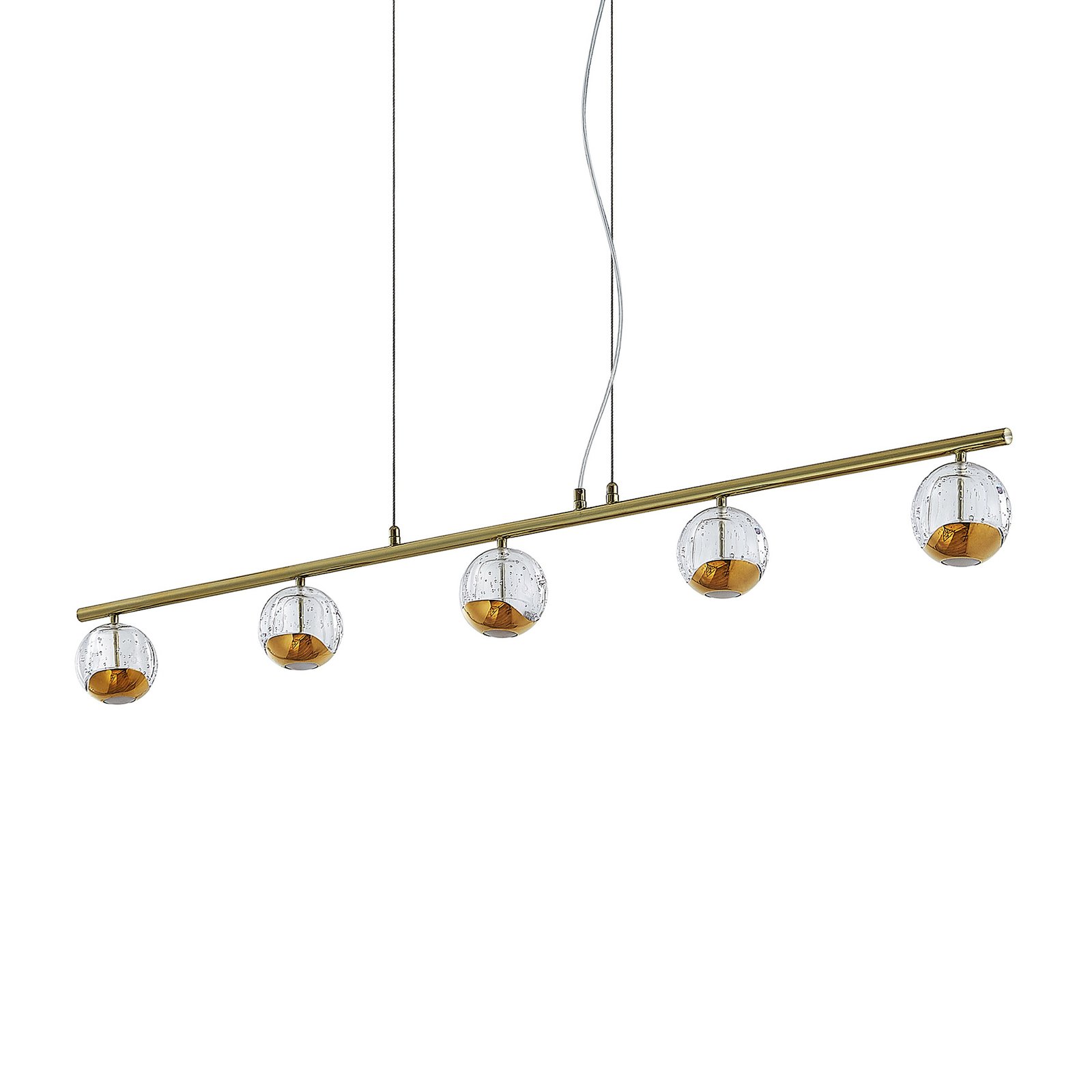 Lucande Kilio LED hanging light, 5-bulb, gold