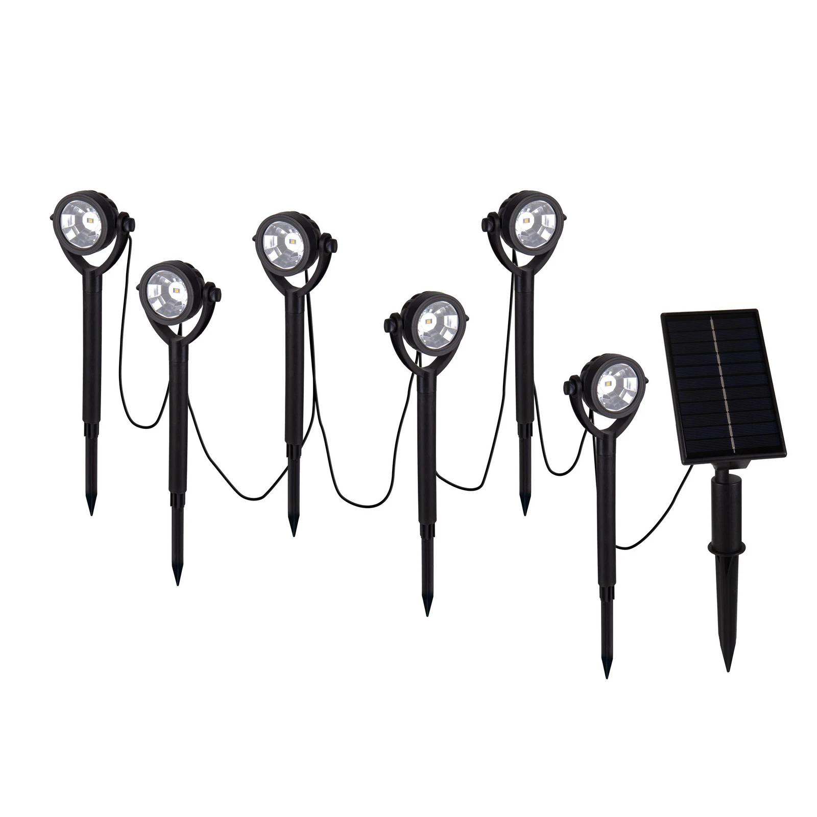 LED-Solar-Erdspießstrahler NOMI, schwarz, 6er-Set, IP44