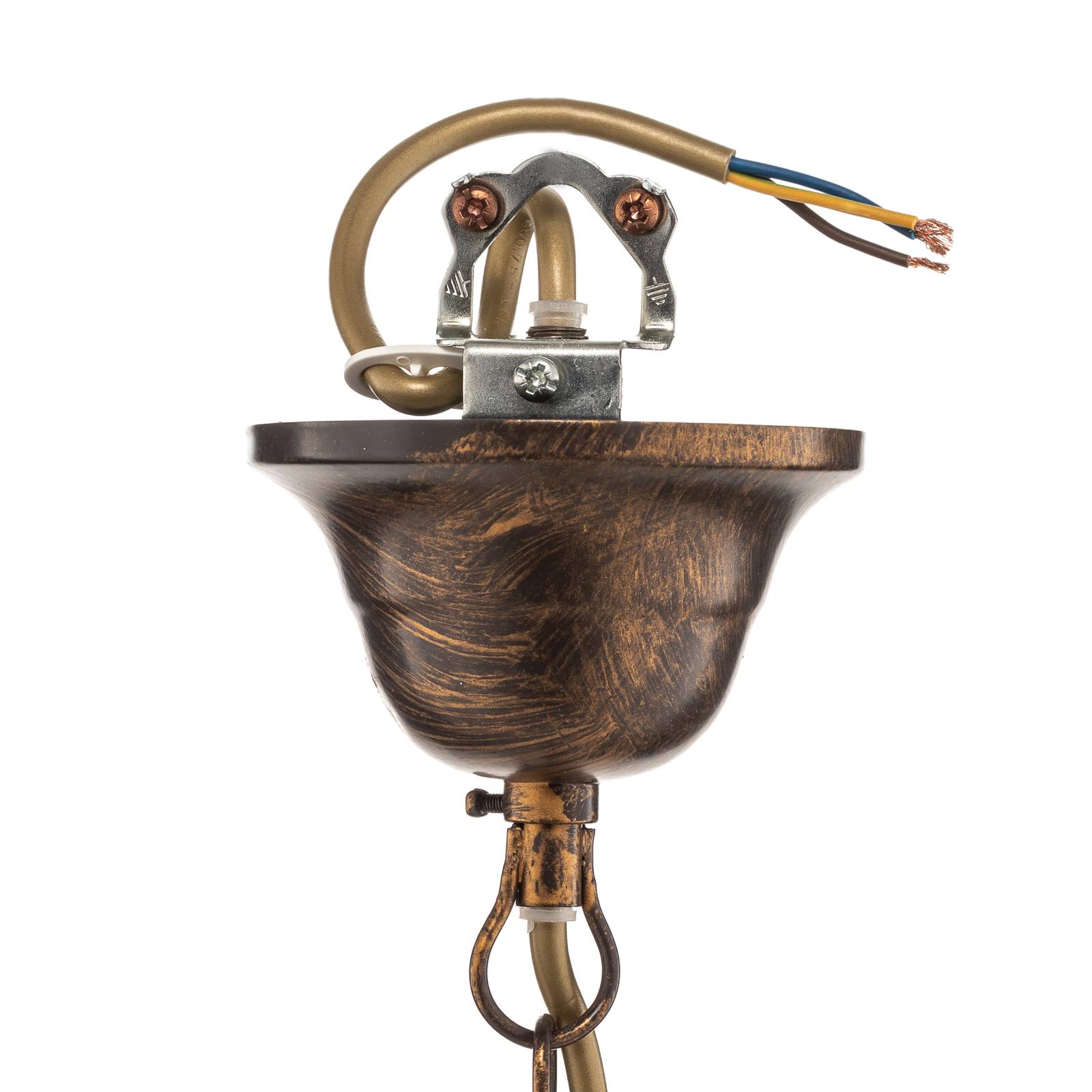 Lampa wisząca Rosina 5-pkt., jasnoróżowa/brązowa