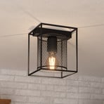 Lampa sufitowa Catterick, czarna, klatkowy klosz