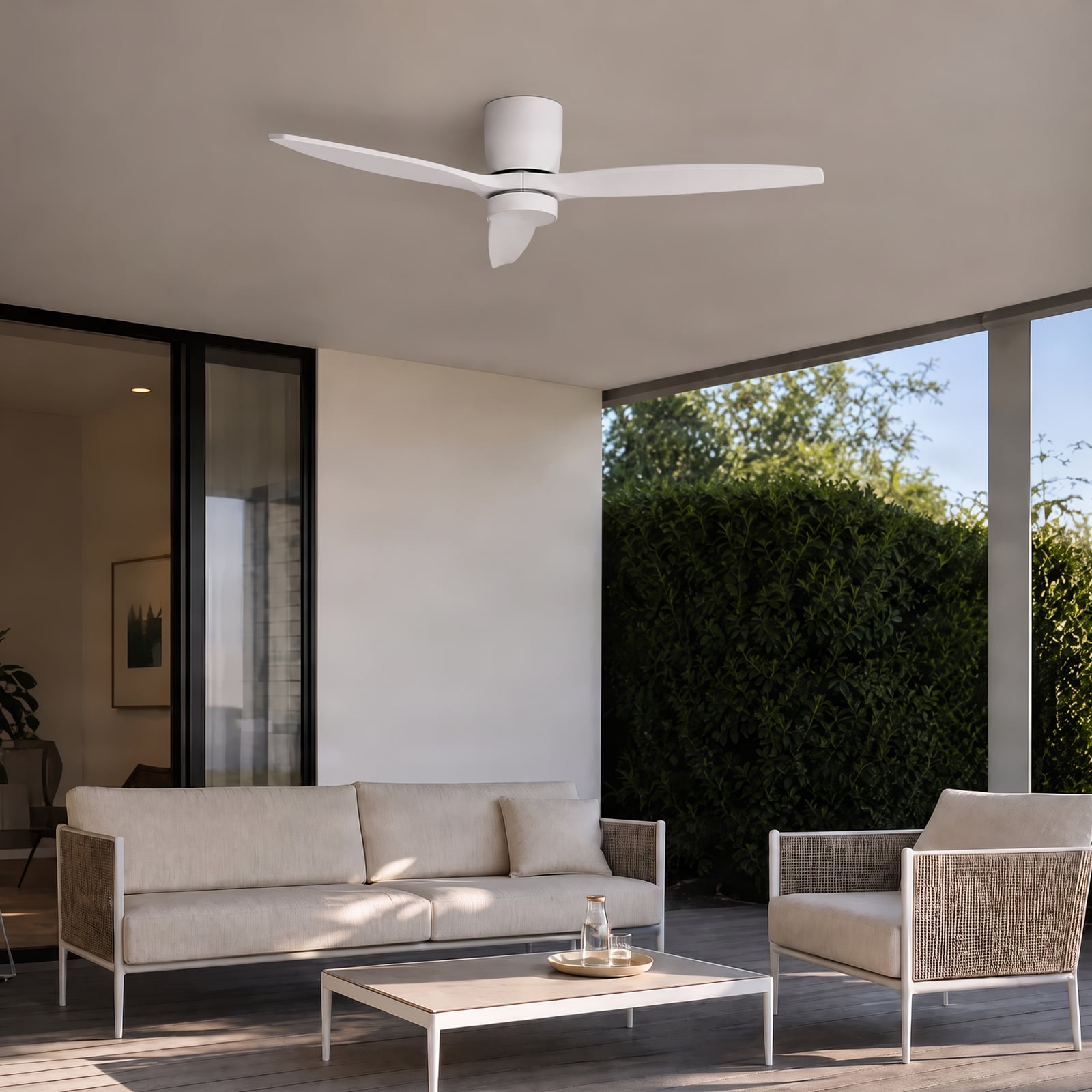 LED-Deckenventilator Sorin, weiß, CCT, IP44, 3 Flügel - Lucande LED-Deckenventilator Sorin, weiß, CCT, IP44, 3 Flügel - Lucande