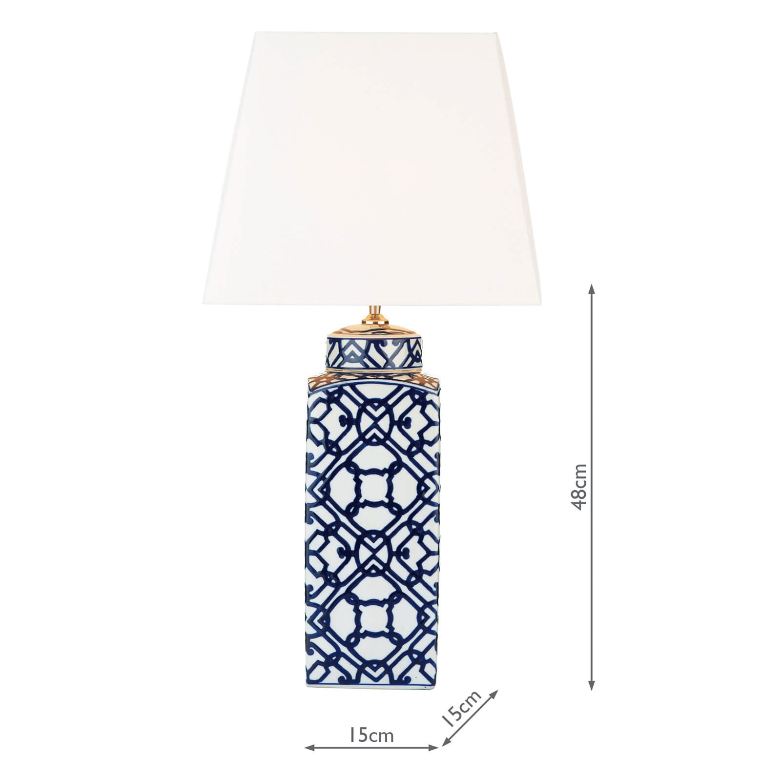 Mystic table lamp, blue and white ceramic base