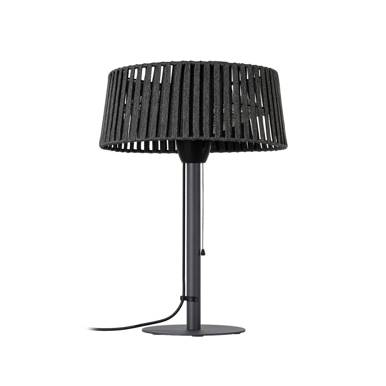 Lucande Tisch-Heizstrahler Pyravo, schwarz, Alu, 70 cm, IP44