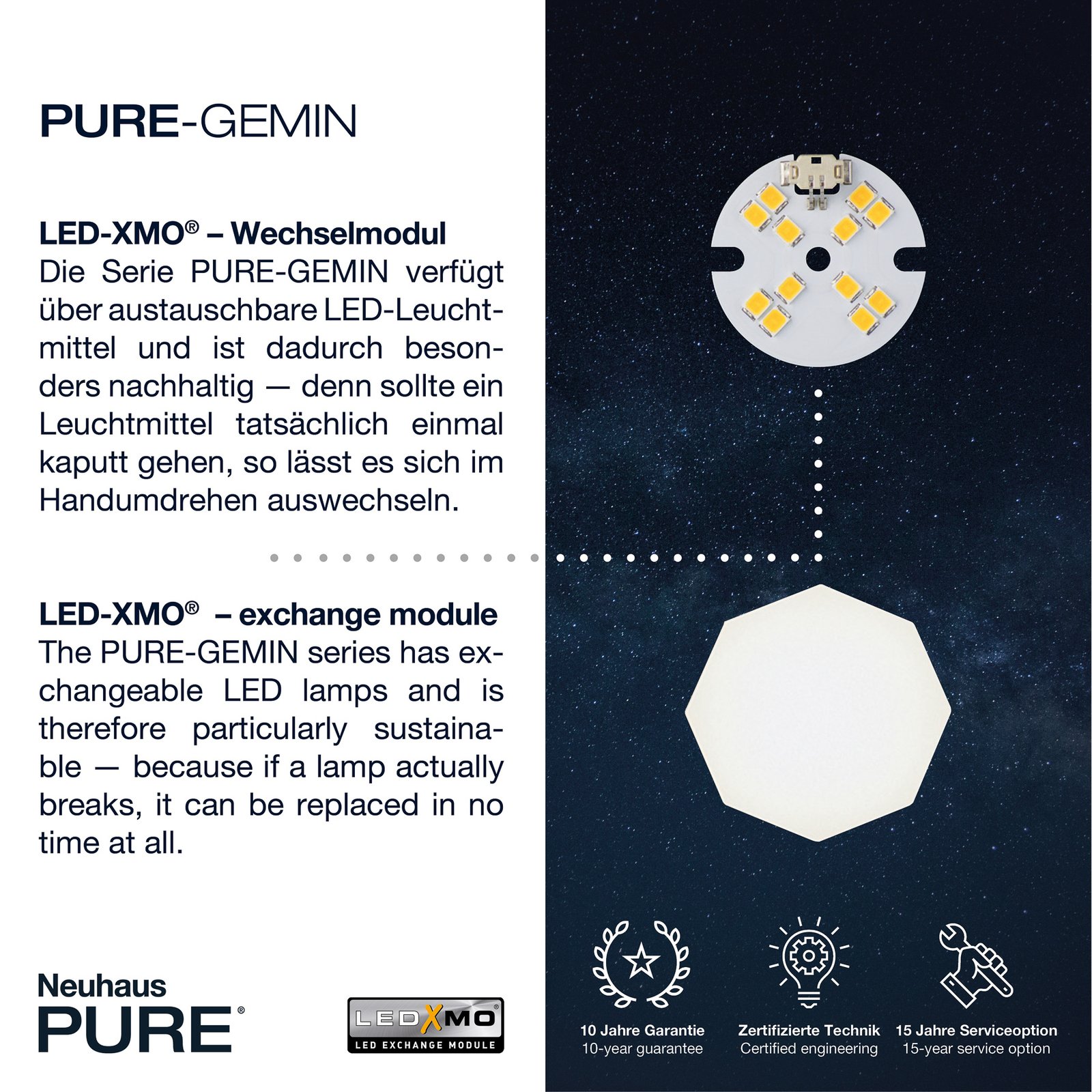 PURE Gemin suspension LED à 10 lampes mélange