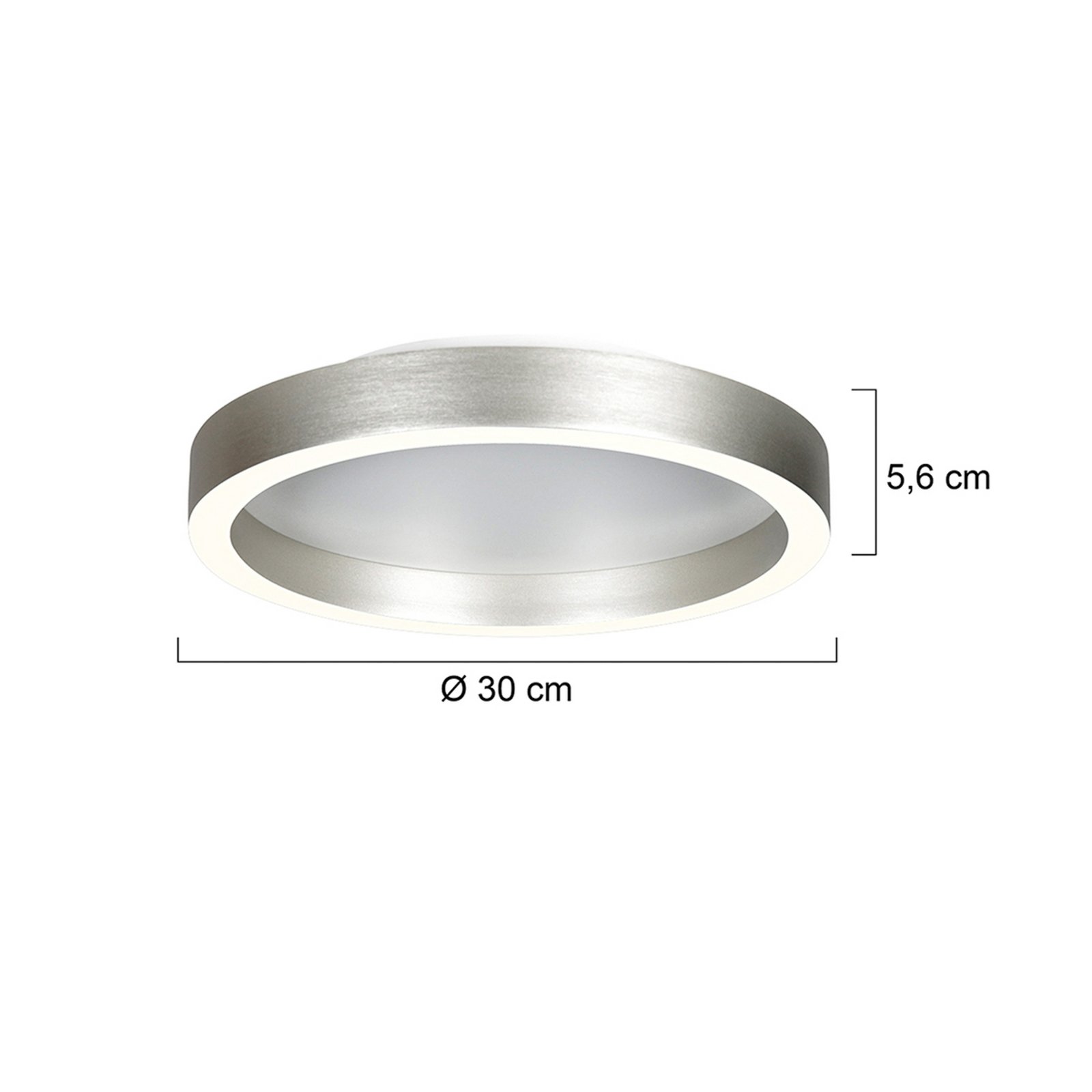 LED-taklampe Ringlux stålgrå, Ø 30 cm, metall, 2700 K