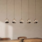 Candeeiro suspenso LED Lucande Hayley, preto, 5 lâmpadas, alongado