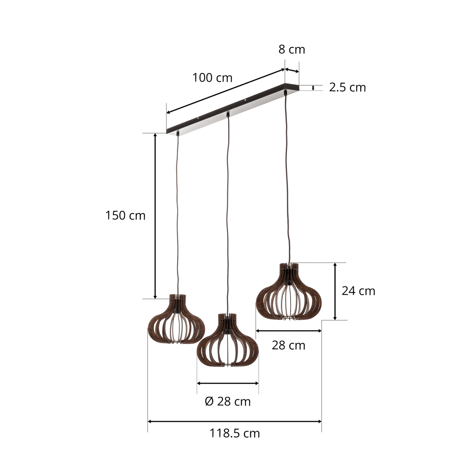 Závěsná lampa Lindby Lawenta s dřevěným stínidlem