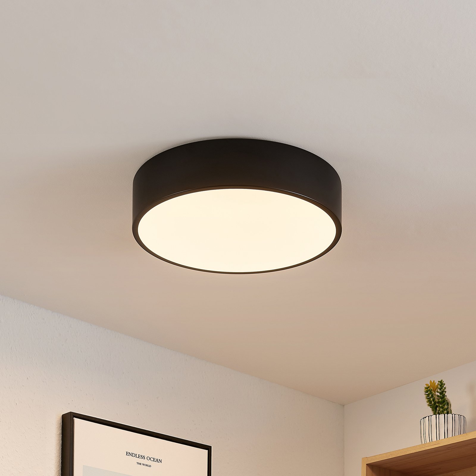 Lindby Simera LED mennyezeti lámpa 30cm, fekete
