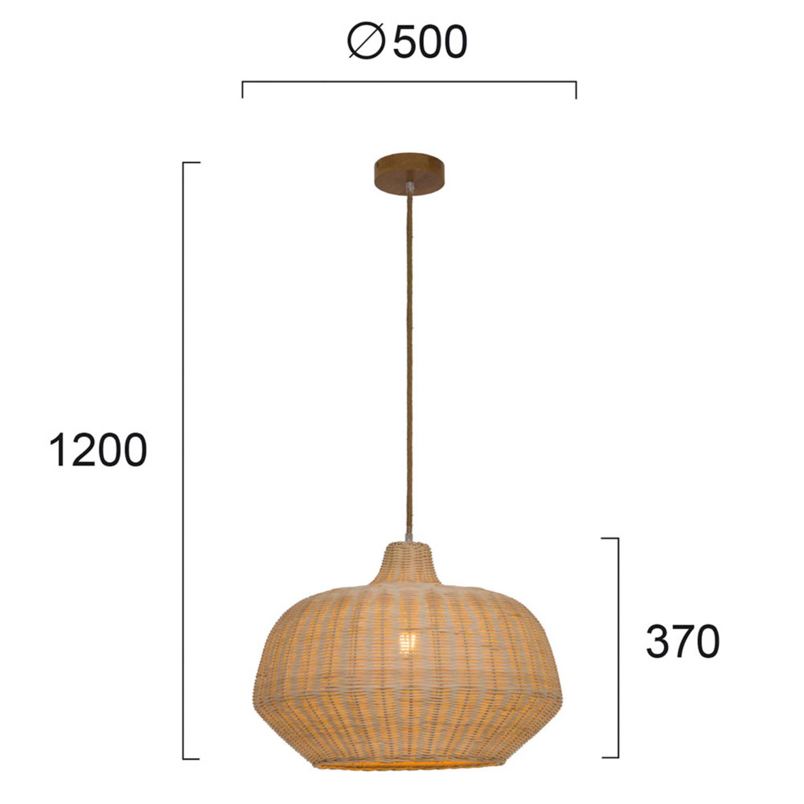 Lampa wisząca Malibu z rattanu, 37 cm, beżowa