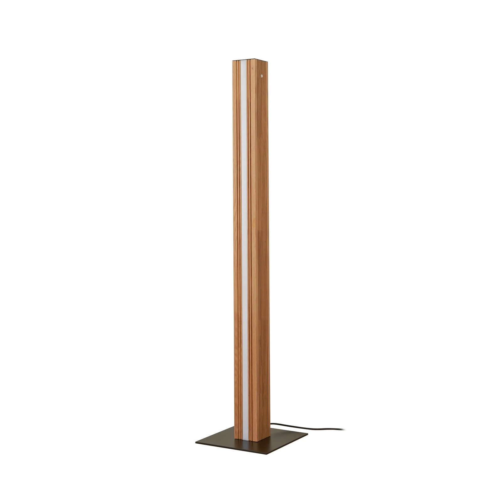 Lucande LED-golvlampa Lieske, svart, ek, dimbar