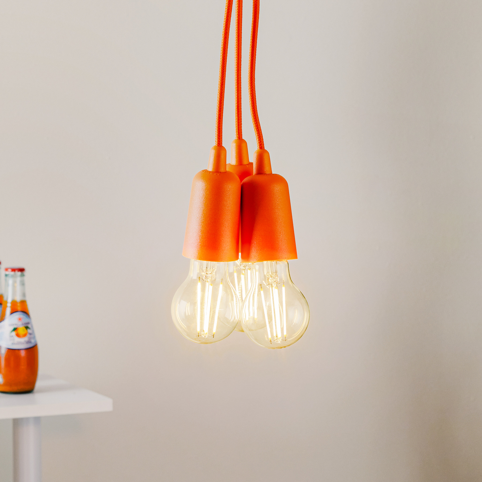 Brasil hanging light, orange, 3-bulb