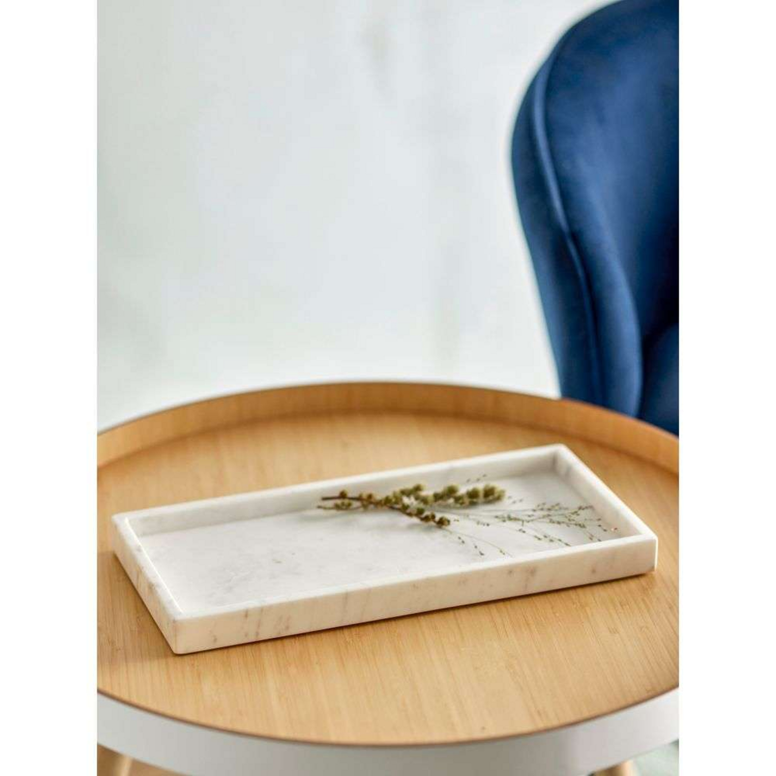 Majsa Tray L38 White Marble - Bloomingville