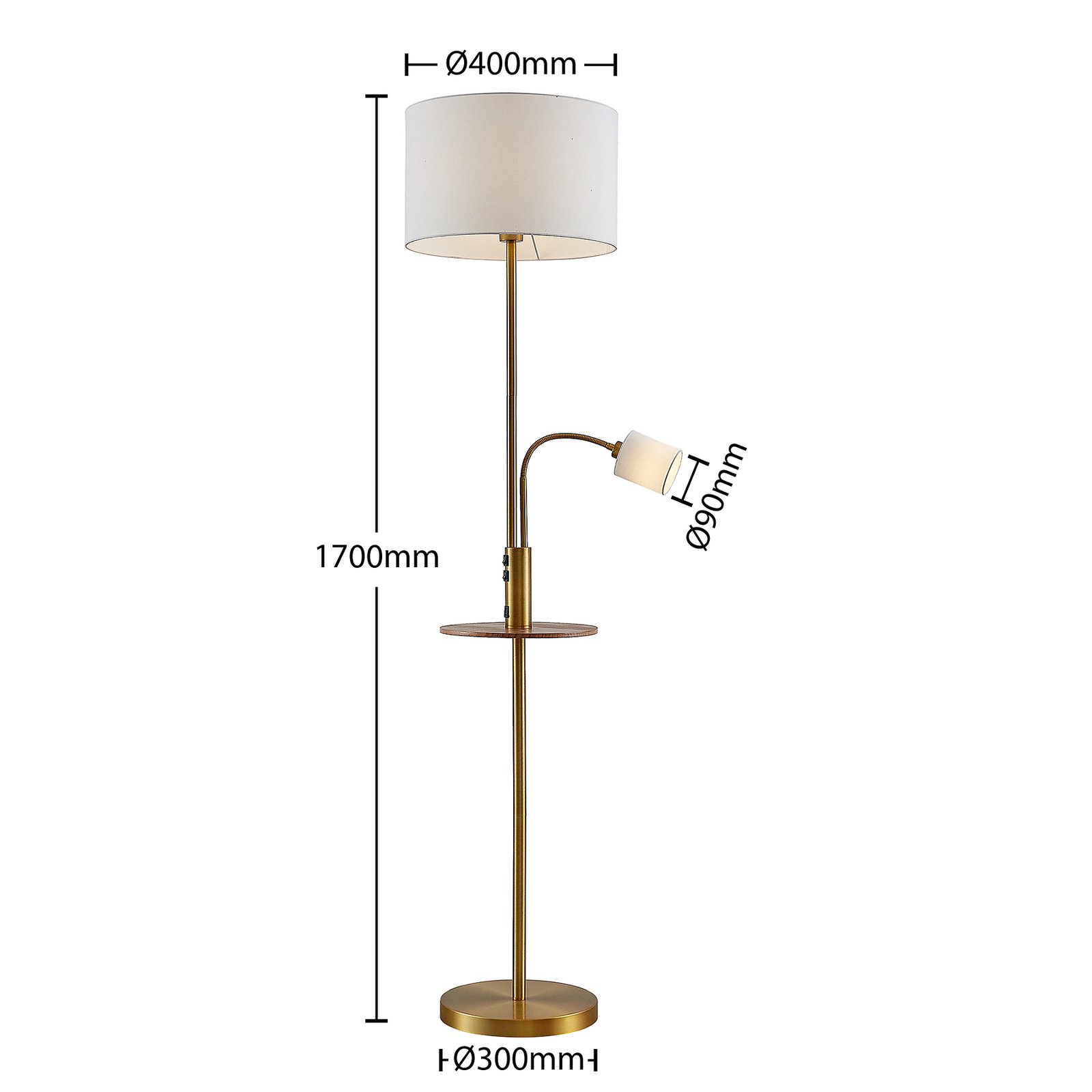 Aovan Gulvlampe w/USB Bronze - Lindby