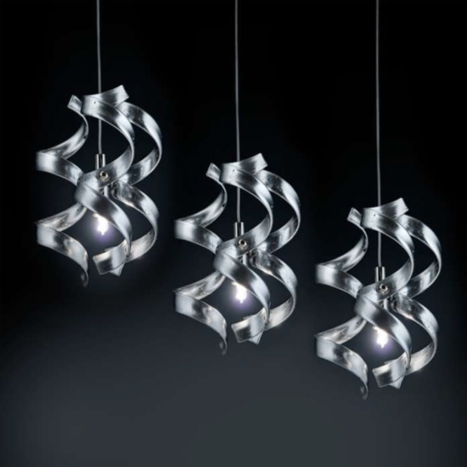 Mettallux Graceful hanging light Silver 3-bulb, for Living / Dining Room, metal, glass, G9, 40 W, energy efficiency: A++