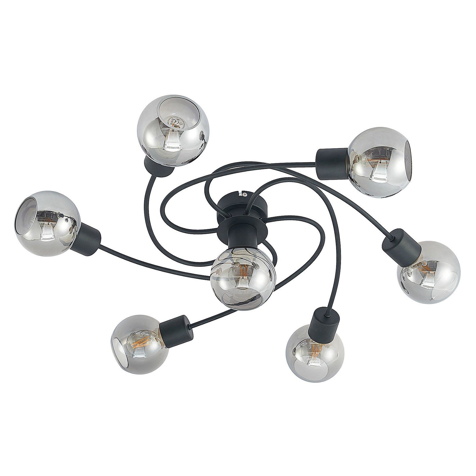 Ciala 7 Taklampe Black/Smoke - Lindby