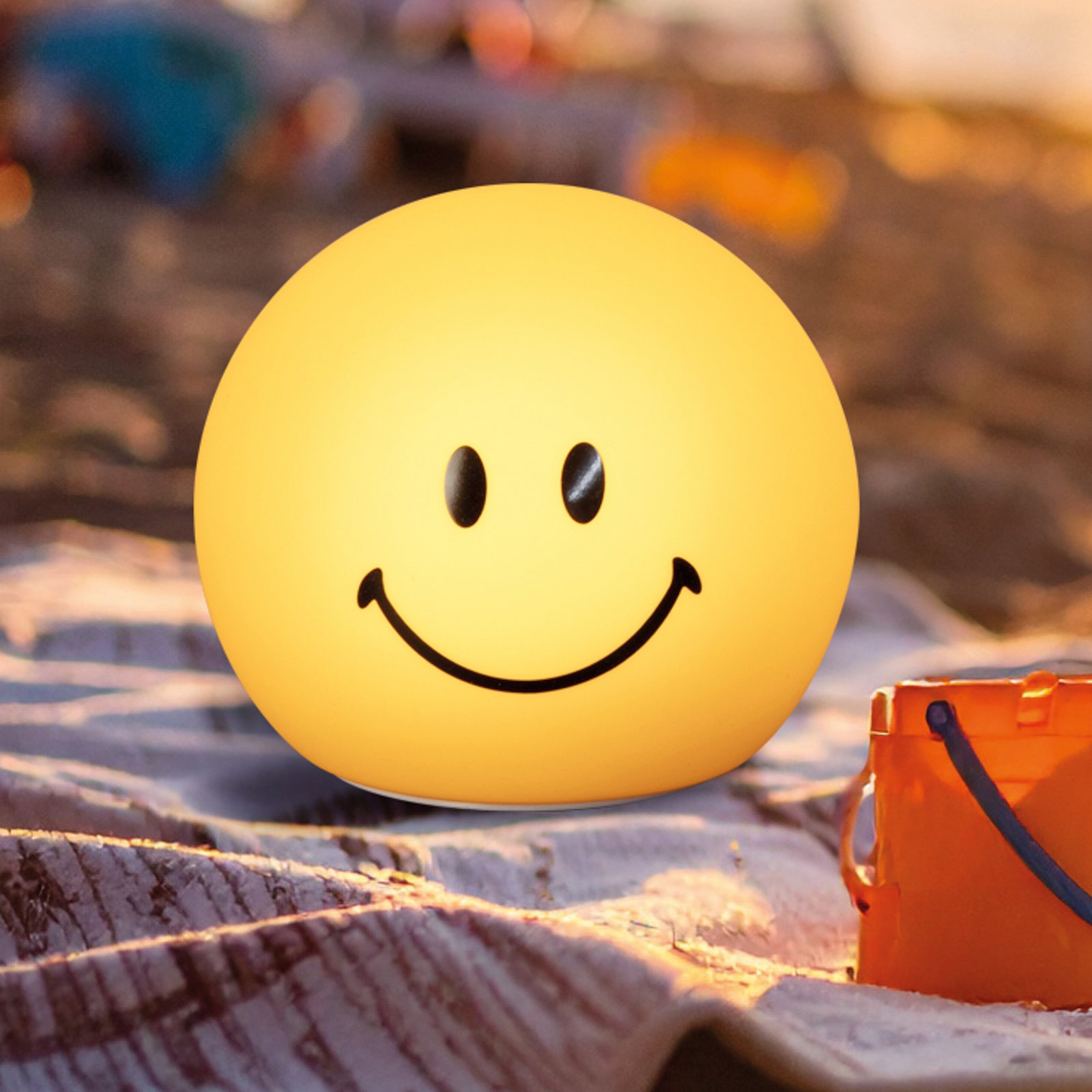 Lanterna LED Smiley, galbenă, Ø 13 cm, silicon